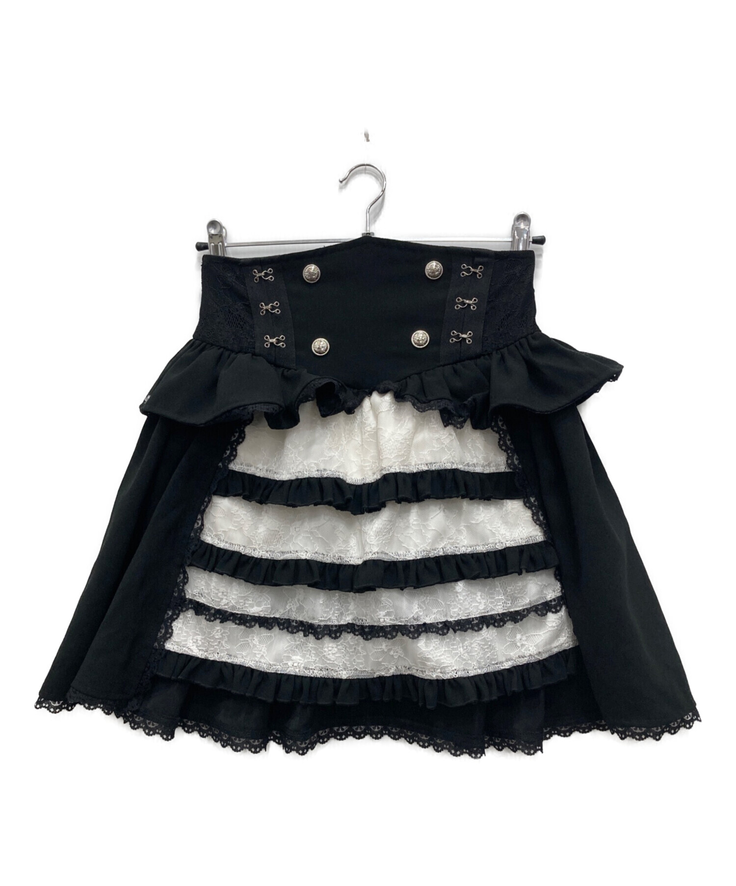 dimmoire 夢纏うサスペンダースカート/Black×White 中古・古着通販】Dim Moire (ディムモアール) 夢纏うサスペンダー
