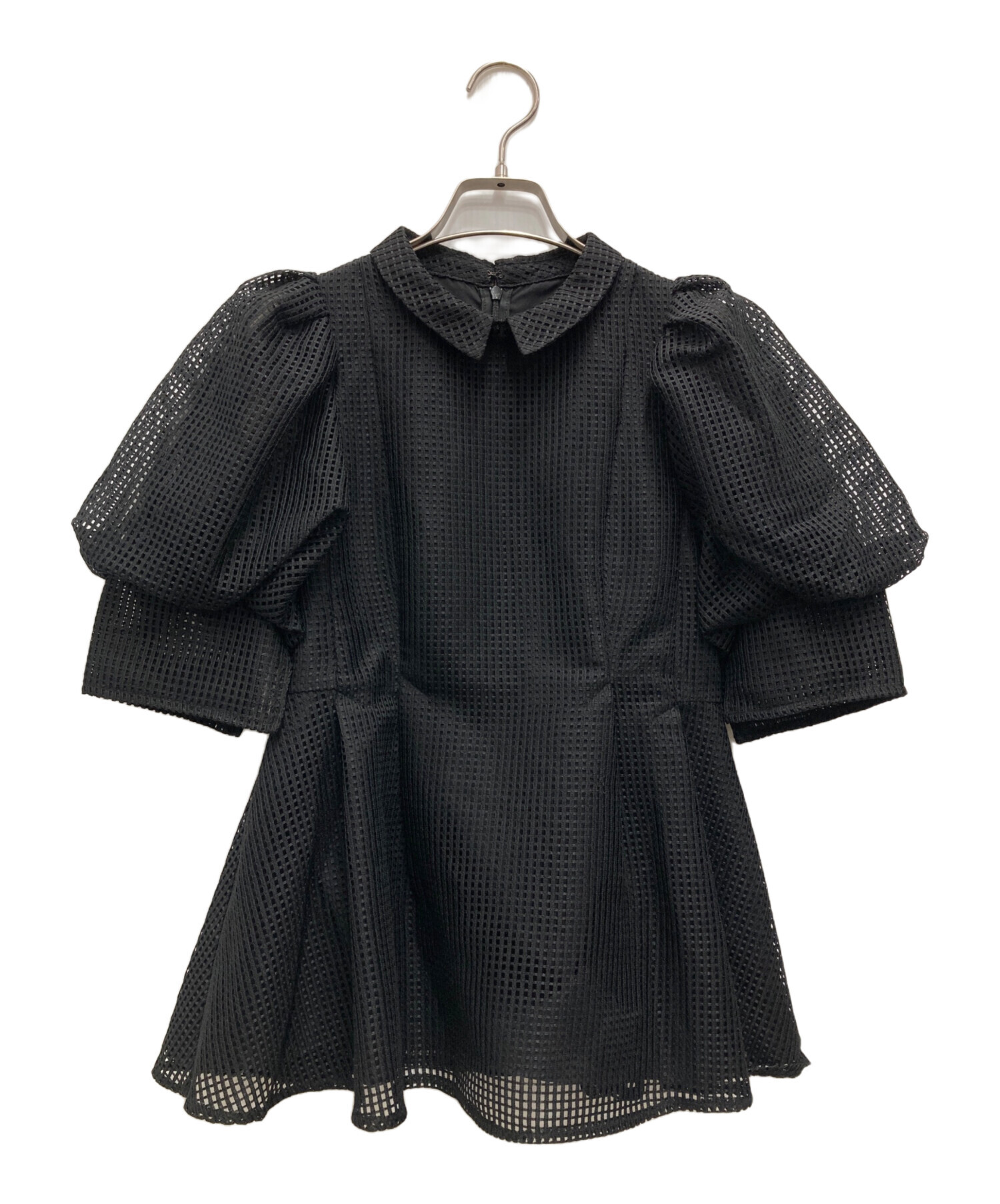 【完売品】CELFORD セルフォード メッシュ 半袖 ブラウス ブラック 38 中古・古着通販】CELFORD (セルフォード) パフスリーブメッシュ