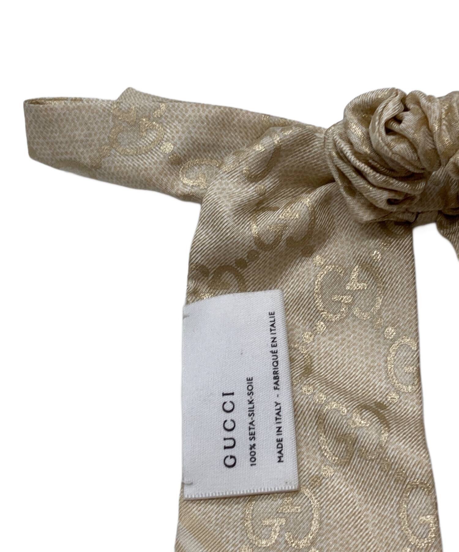 中古・古着通販】GUCCI (グッチ) GGシルクジャガードシュシュ ベージュ
