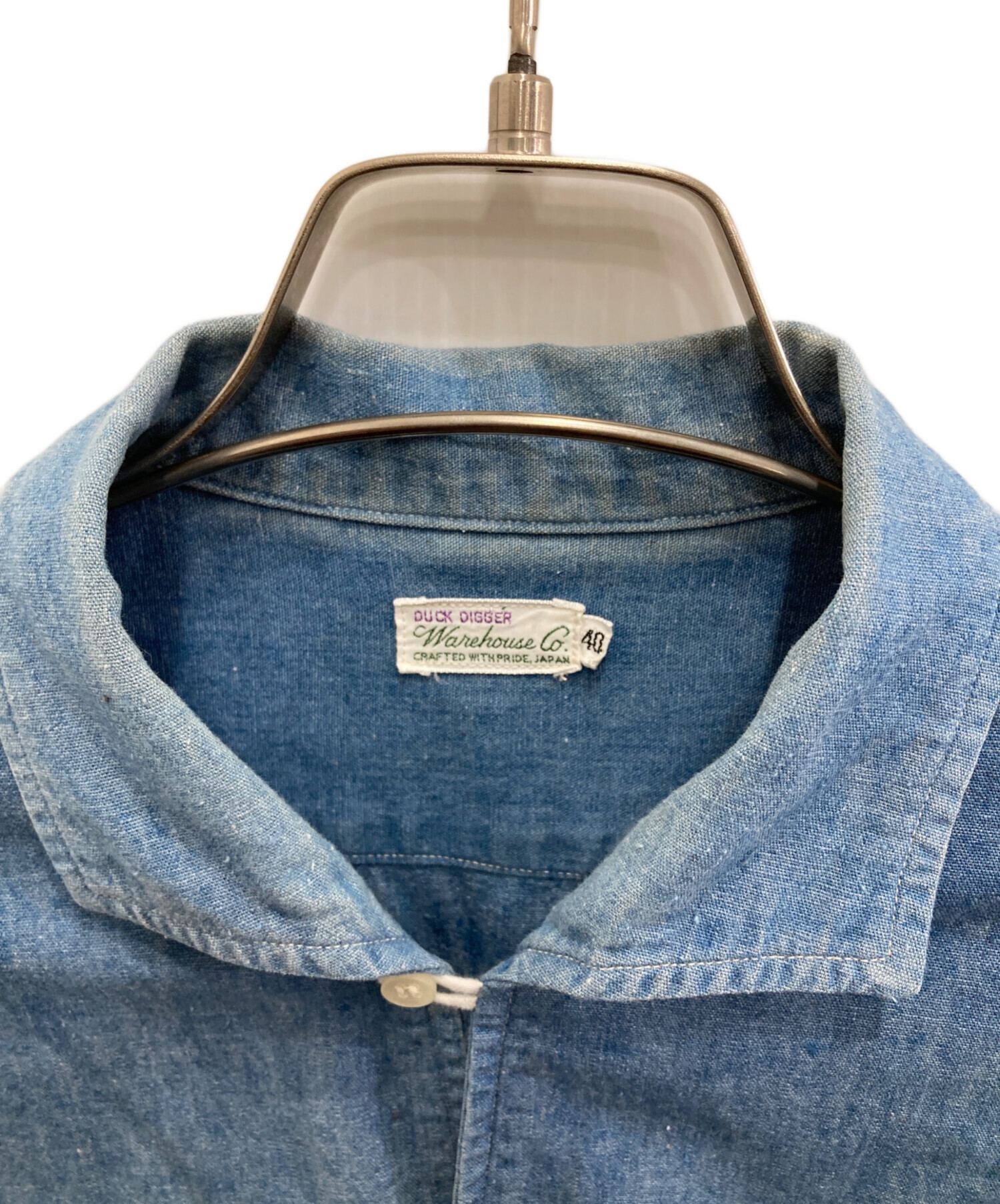 中古・古着通販】WAREHOUSE (ウエアハウス) Chambray Open Collar