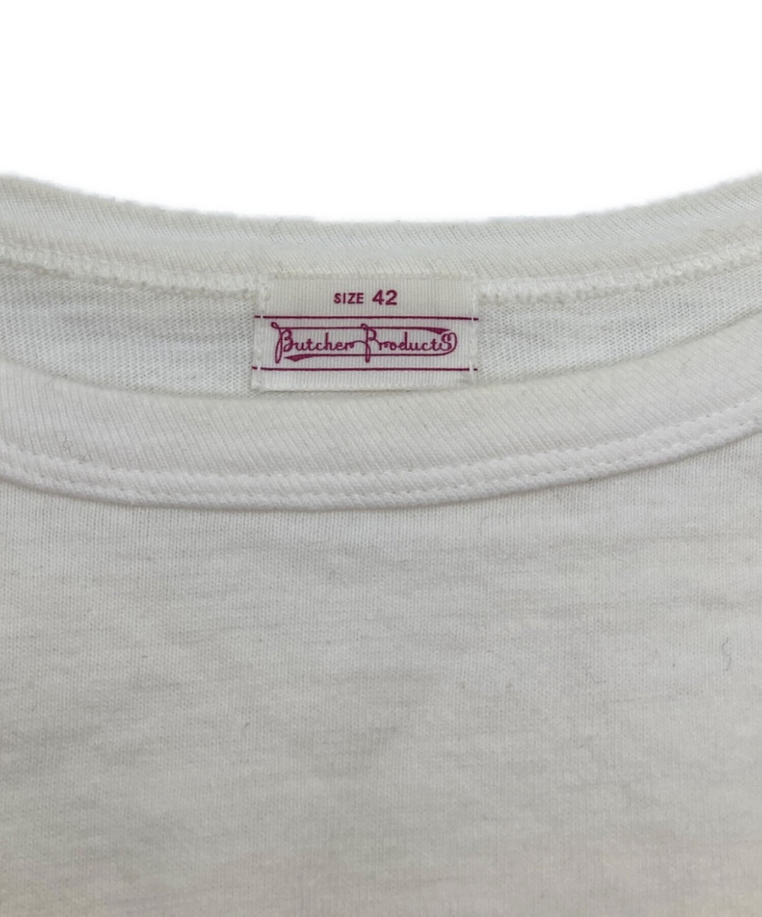 BUTCHER PRODUCTS リブ Tシャツ ホワイト 42アットラスト 中古・古着通販】BUTCHER PRODUCTS (ブッチャープロダクツ) プリント