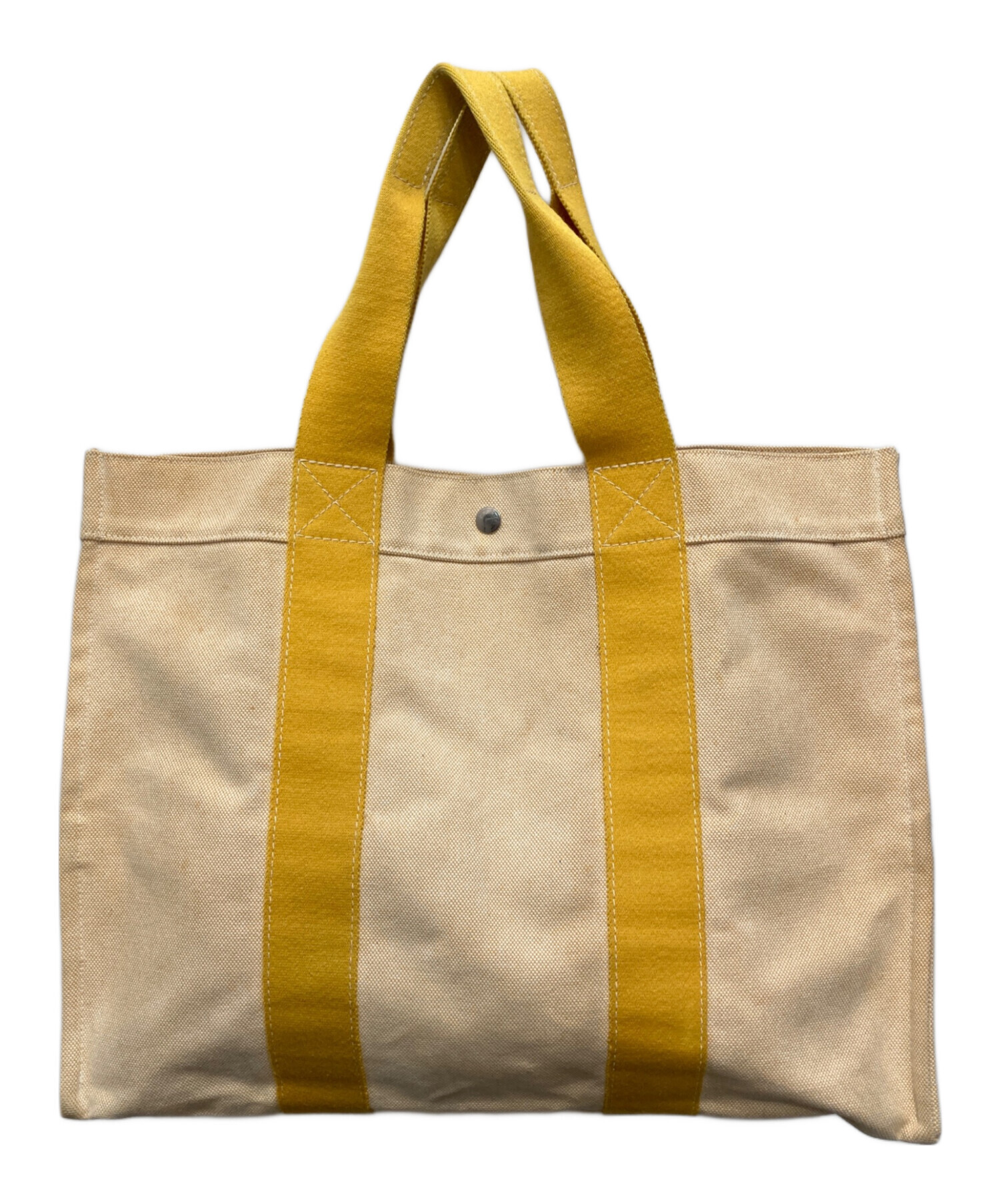 HERMES ボラボラ GM アイボリー/イエロー キャンバス トート　エルメス 中古・古着通販】HERMES (エルメス) ボラボラGM アイボリー×イエロー