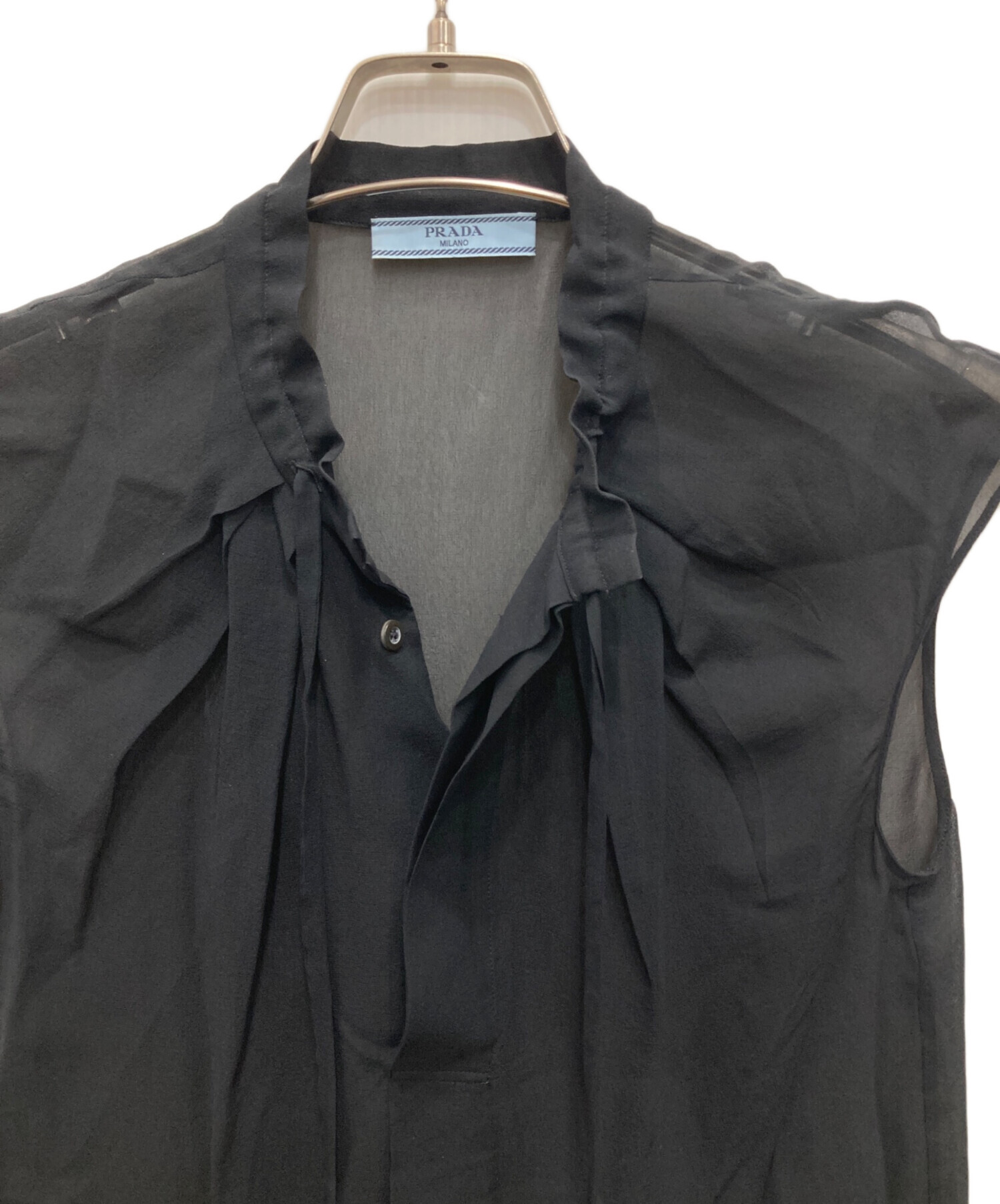 shino PRADA プラダ ブラウス シルク100% 40 L 黒 shino PRADA プラダ
