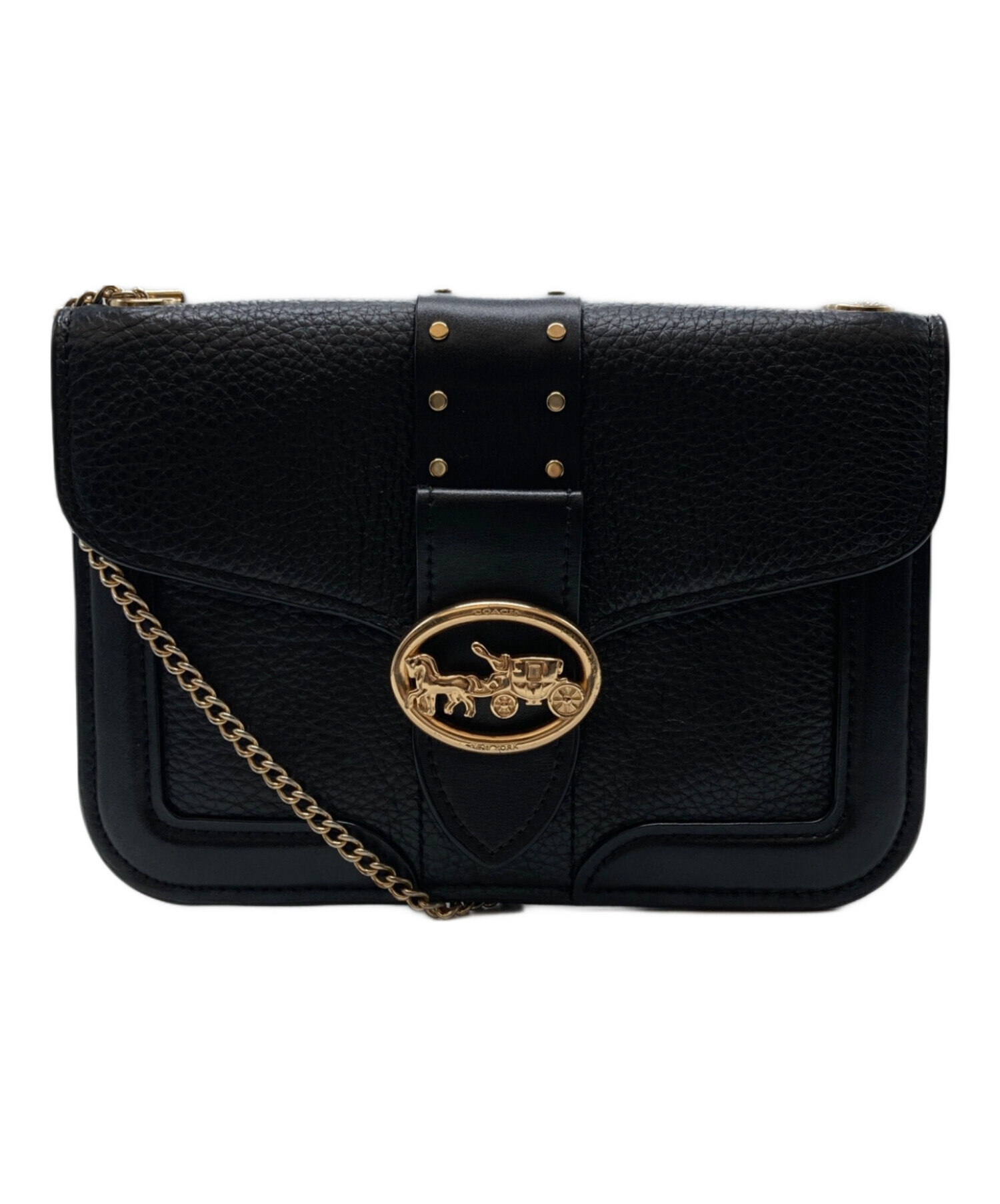 ✨美品✨コーチ　ショルダーバッグ　ジョージークロスボディ　馬車金具　2way 中古・古着通販】COACH (コーチ) GEORGIE CROSSBODY WITH RIVETS