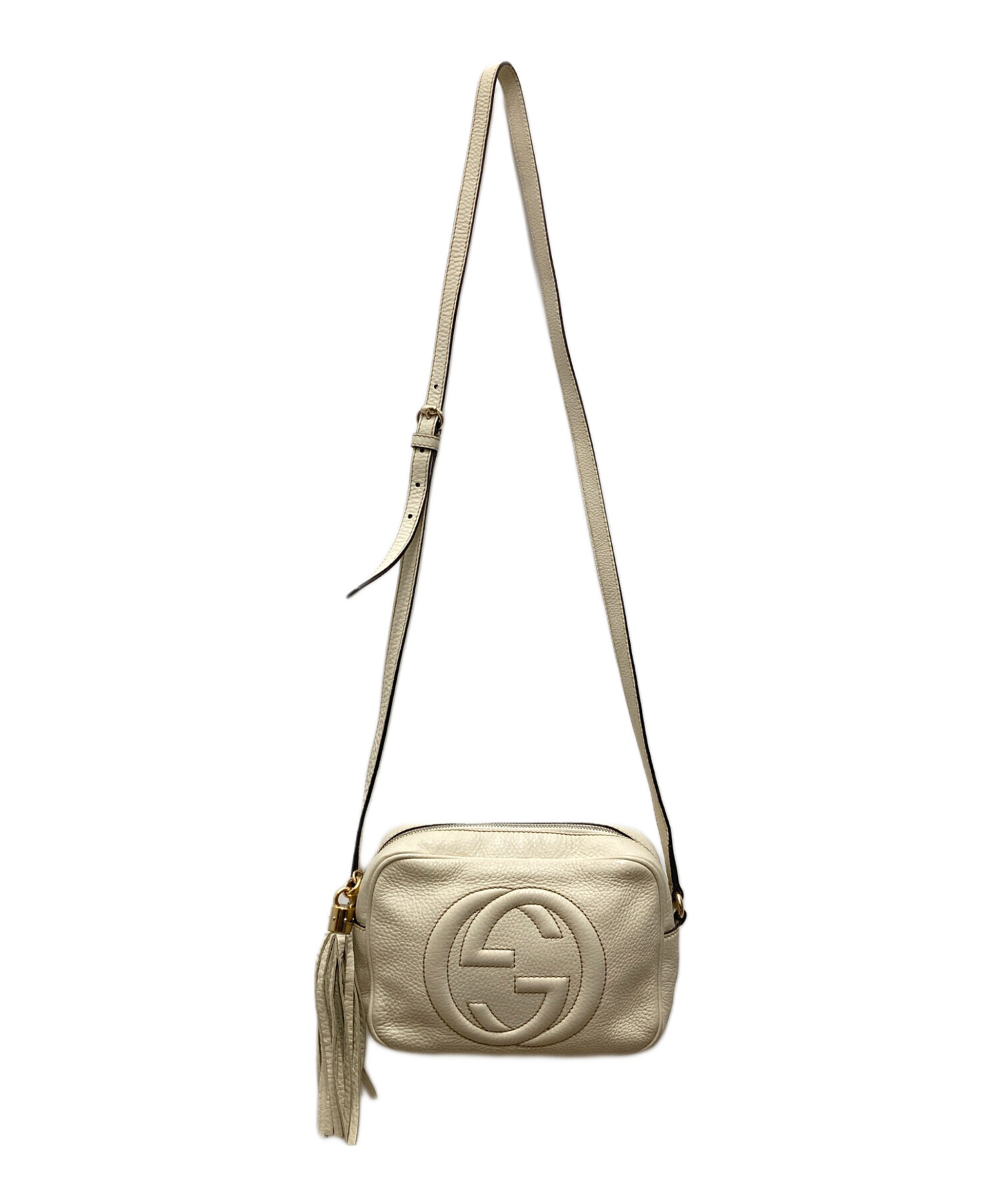 グッチ ソーホー スモールディスコ レザー ショルダーバッグ アイボリー 中古・古着通販】GUCCI (グッチ) ソーホー ディスコ ショルダーバッグ