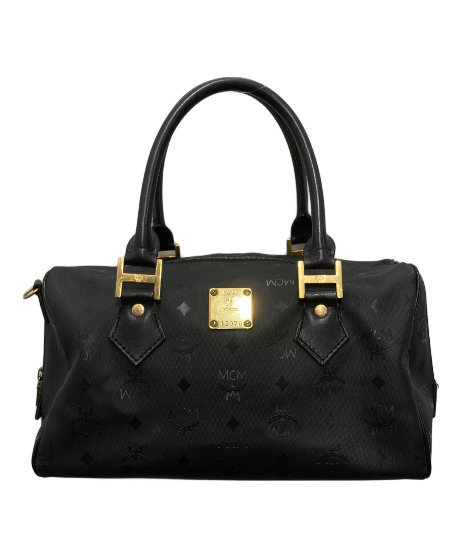 MCM エムシーエム ボストンバッグ 黒 金金具 ヴィセトス 中古・古着通販】MCM (エムシーエム) ヴィセトス柄ミニボストンバッグ