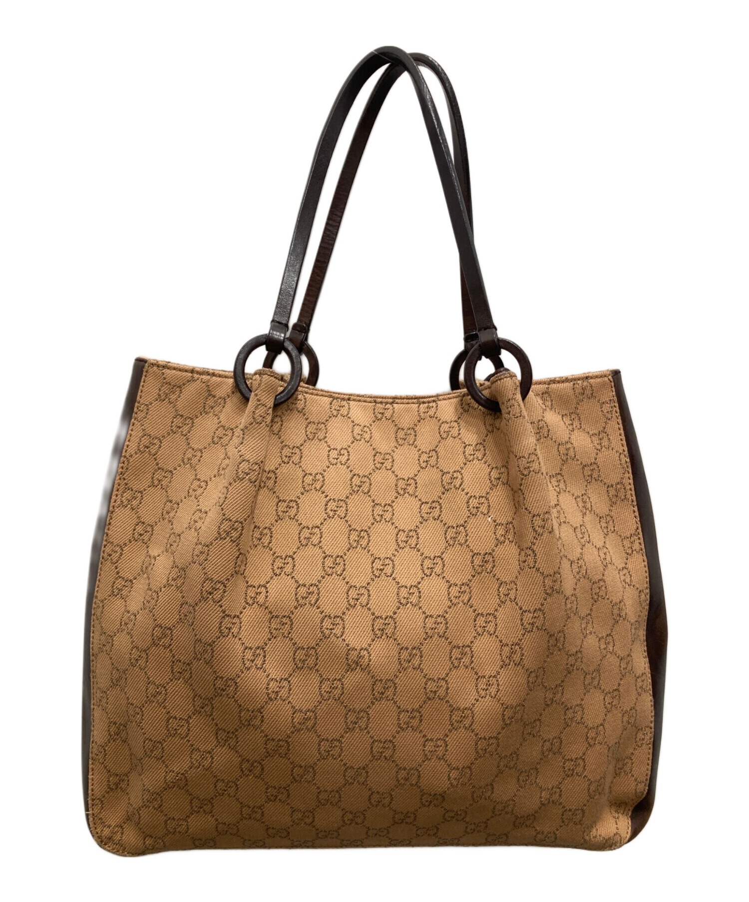 GUCCI GGキャンバス トートバッグ　ブラウン 中古・古着通販】GUCCI (グッチ) GGキャンバストートバッグ ブラウン