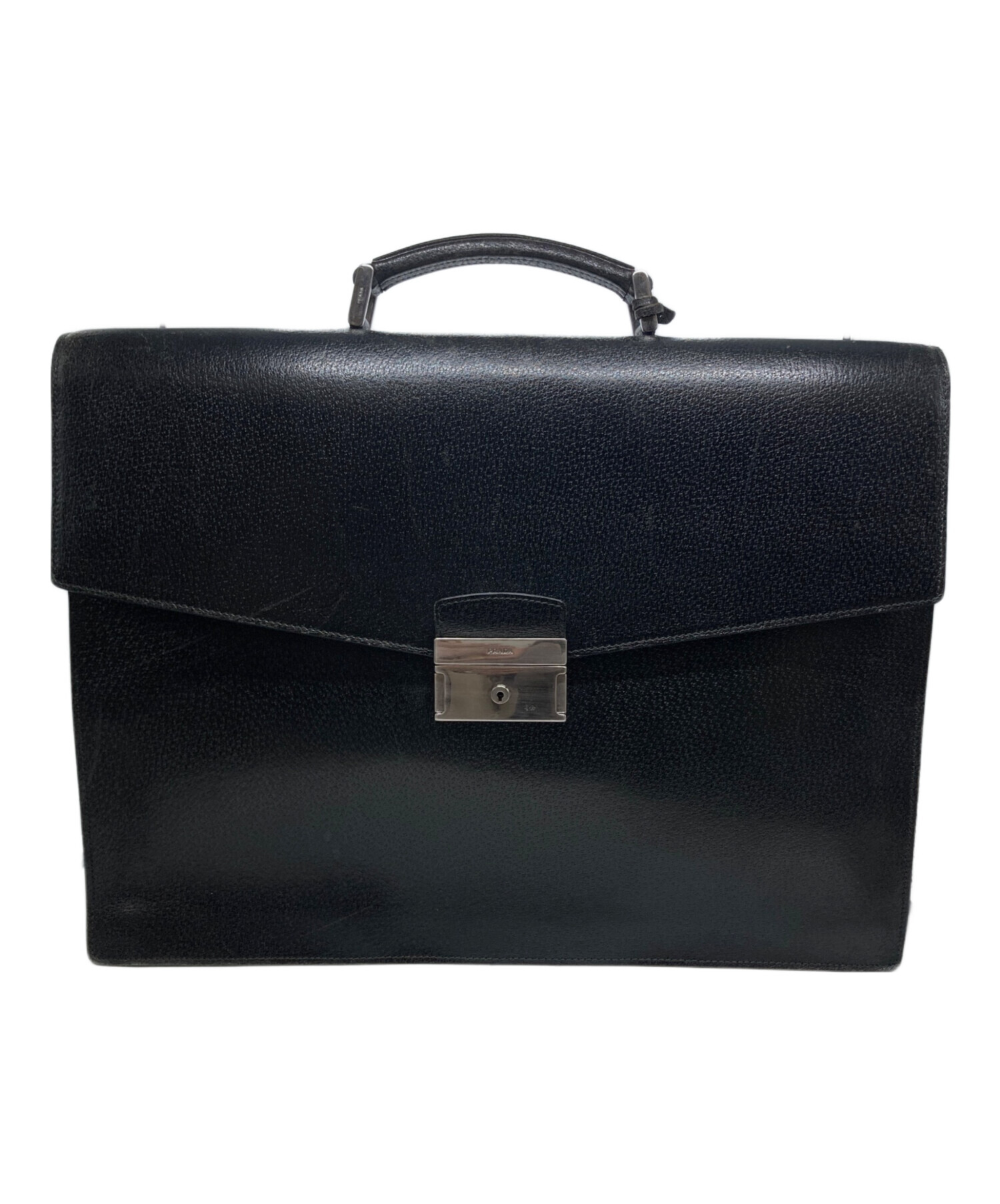 【値下・まとめ購入相談可】PRADA（プラダ）レザー ビジネスバッグ 中古・古着通販】PRADA (プラダ) レザービジネスバッグ ブラック