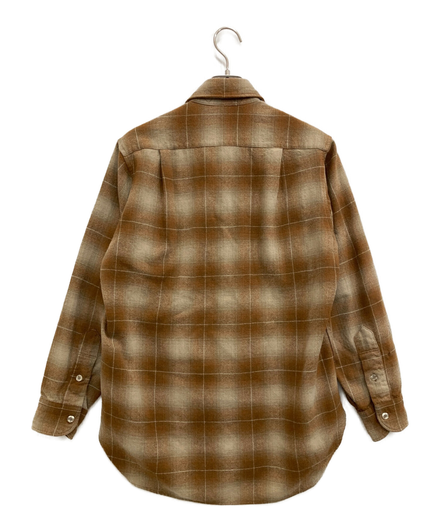 ペンドルトン　綿１００％　長袖シャツ　チェック柄　ブラウン　美品 70's~80's PENDLETON チェックウールシャツ BROWN×NAVY SIZE L