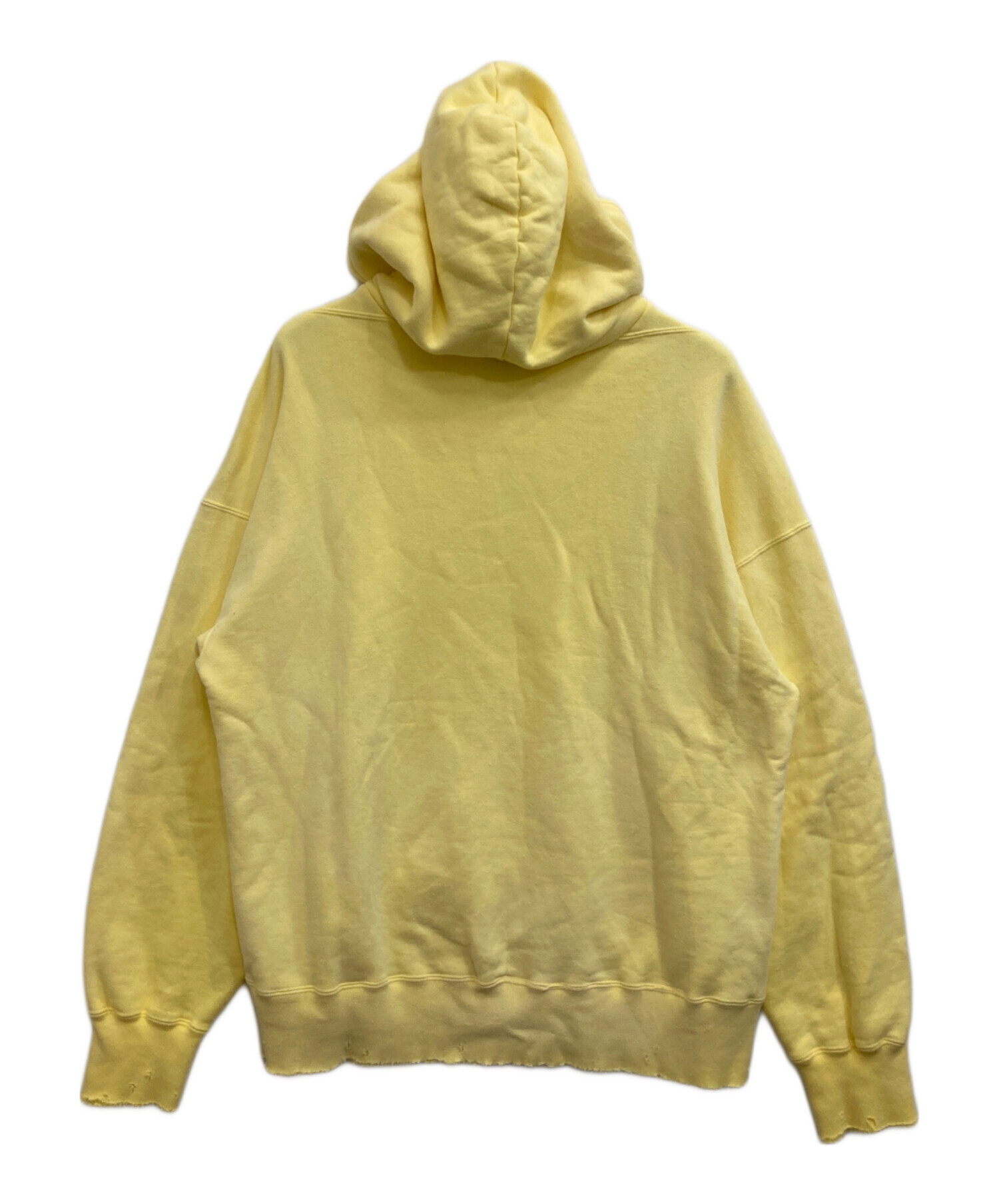 中古・古着通販】ANCELLM (アンセルム) DYED DAMAGE HOODIE イエロー