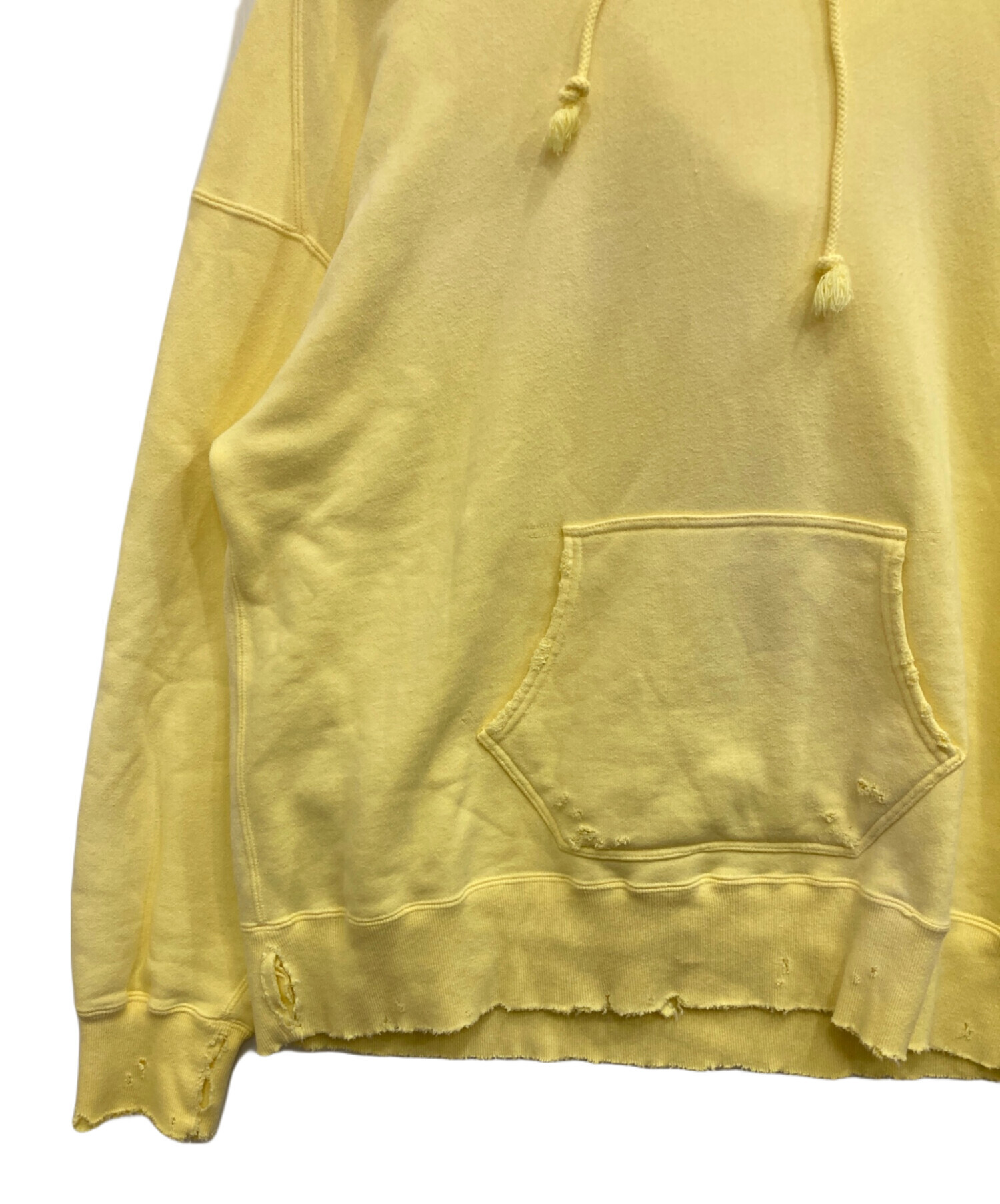 中古・古着通販】ANCELLM (アンセルム) DYED DAMAGE HOODIE イエロー