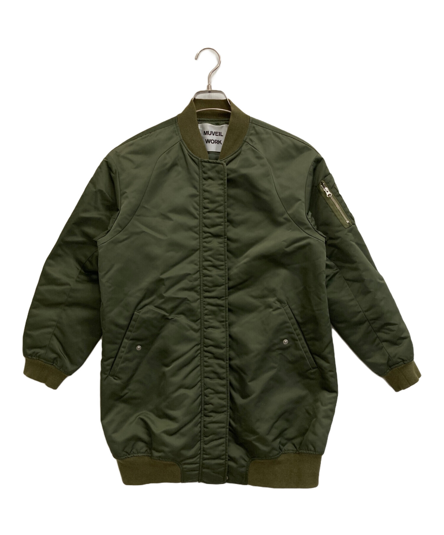 中古・古着通販】MUVEIL (ミュベール) ロングMA-1ジャケット オリーブ 