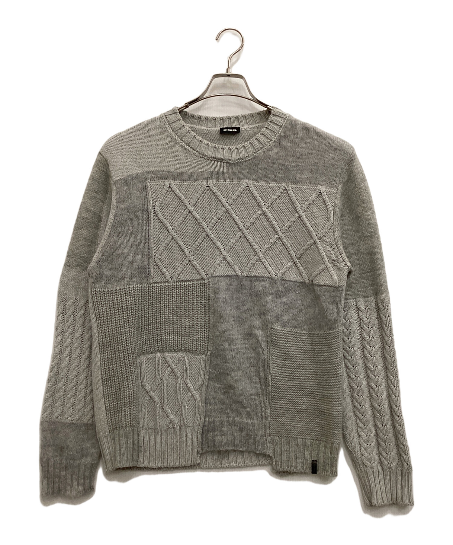 中古・古着通販】DIESEL (ディーゼル) 切替ケーブルニット グレー 