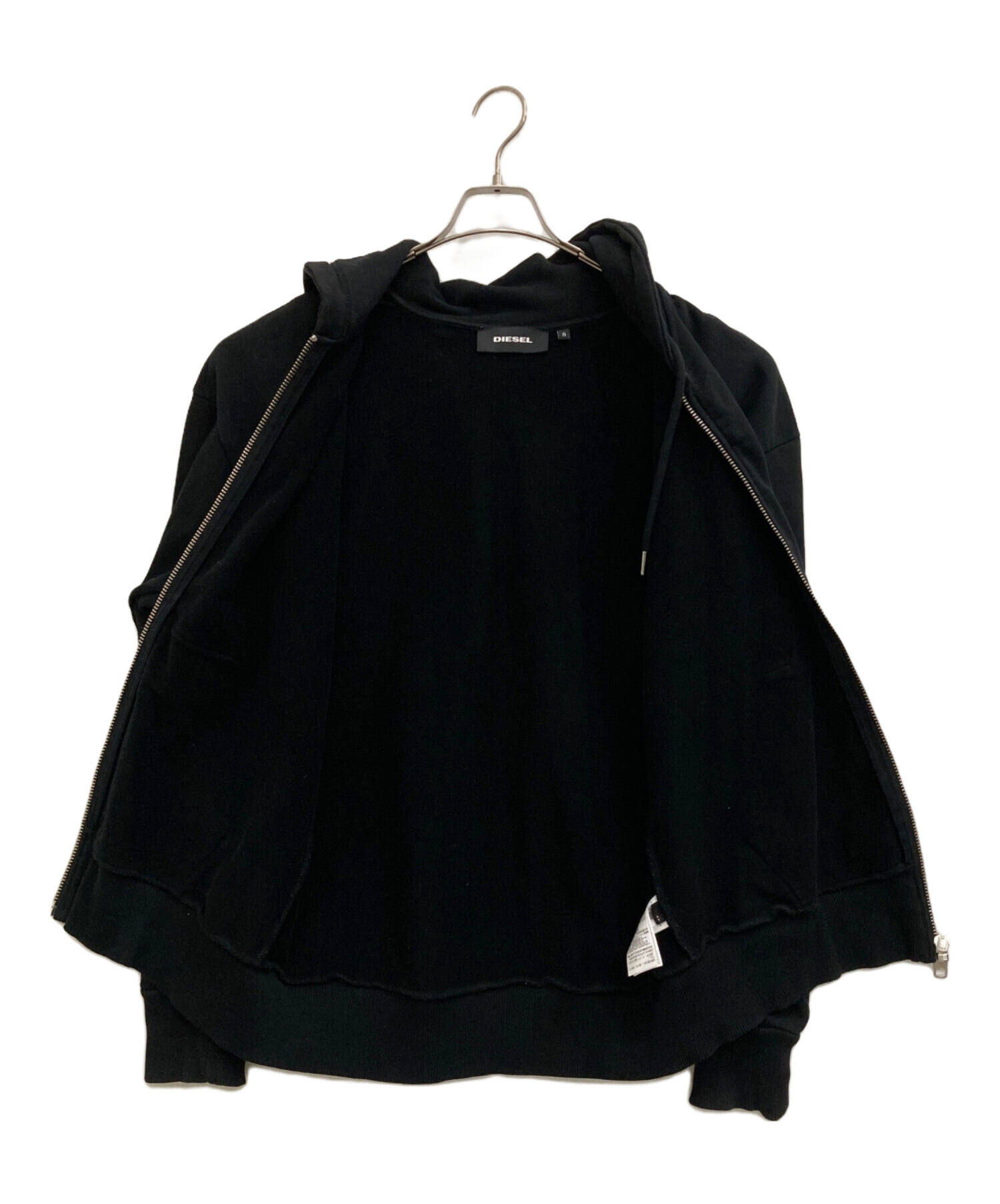 中古・古着通販】DIESEL (ディーゼル) ジップパーカー ブラック サイズ