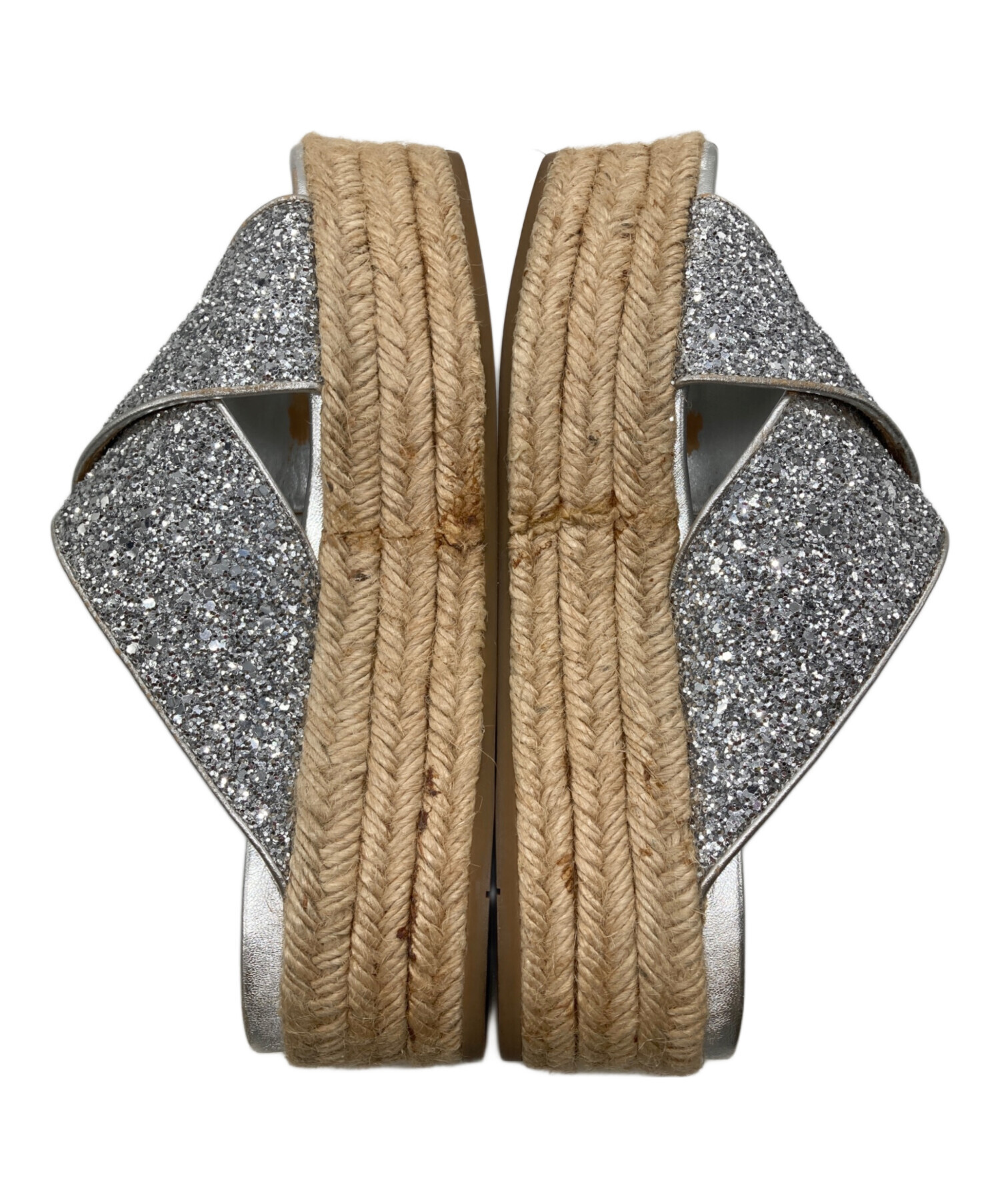 削除前　週末セール　美品　miu miu シルバー エスパドリーユ 中古・古着通販】MIU MIU (ミュウミュウ) エスパドリーユ シルバー