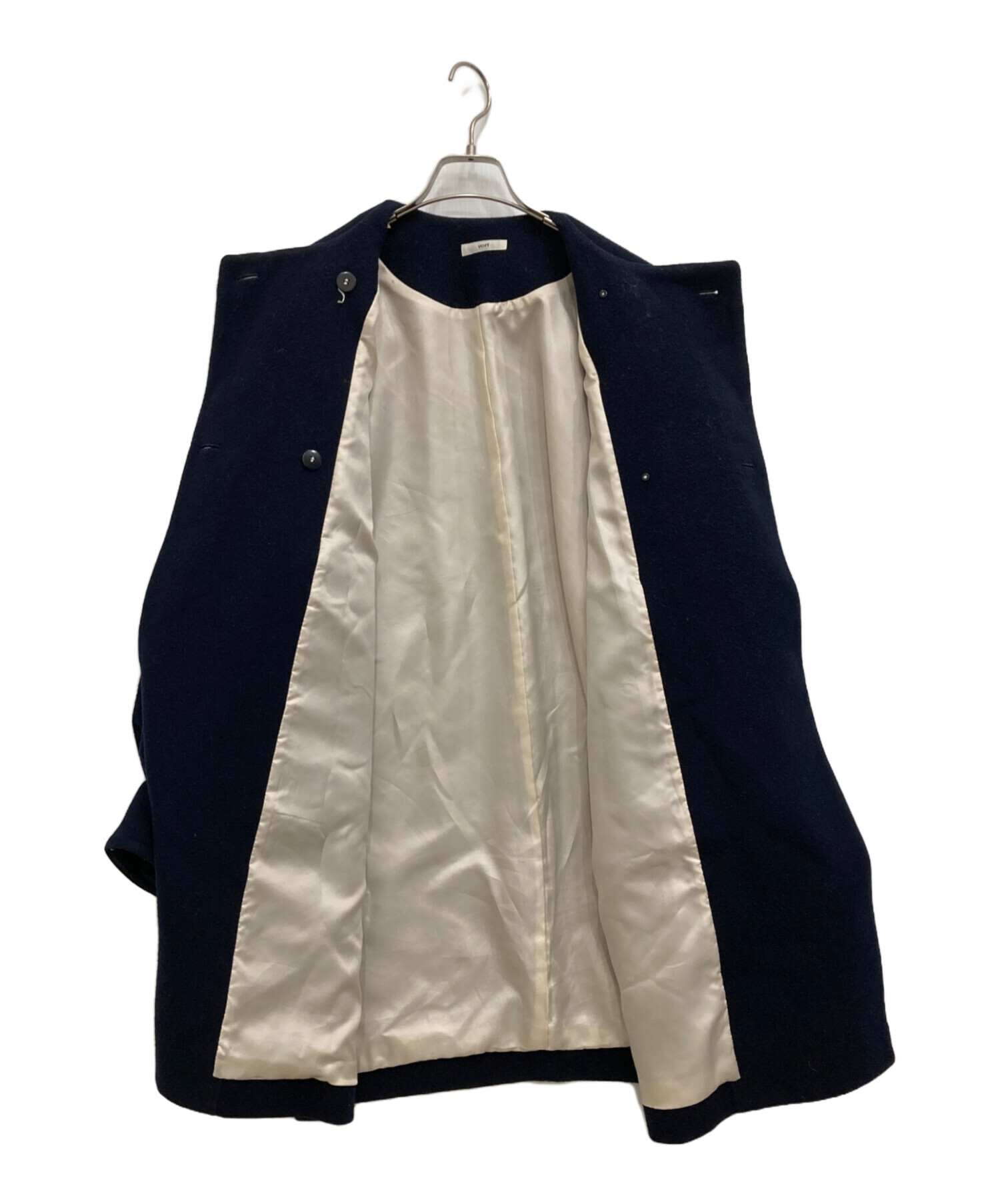 yori ヨリ ダブルパフスリーブコート 中古・古着通販】yori (ヨリ) ダブルパフスリーブコート ネイビー