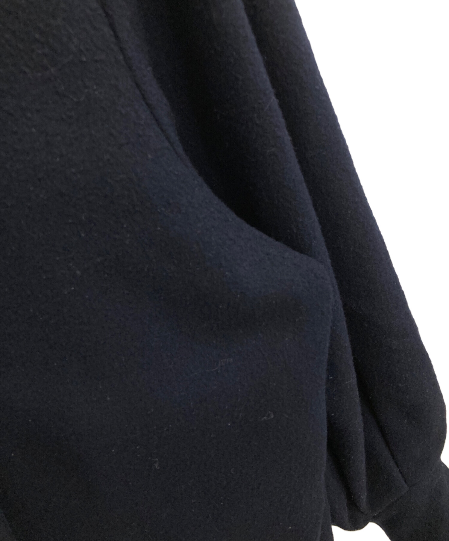 yori ダブルパフスリーブコート ネイビー 中古・古着通販】yori (ヨリ) ダブルパフスリーブコート ネイビー