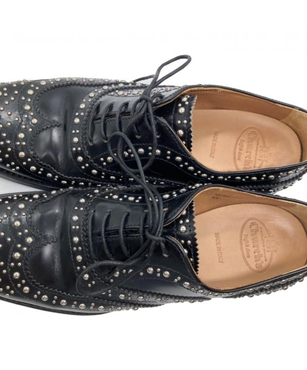 Church's ブラックレザー ドレスシューズ 中古・古着通販】Church's (チャーチ) スタッズドレスシューズ