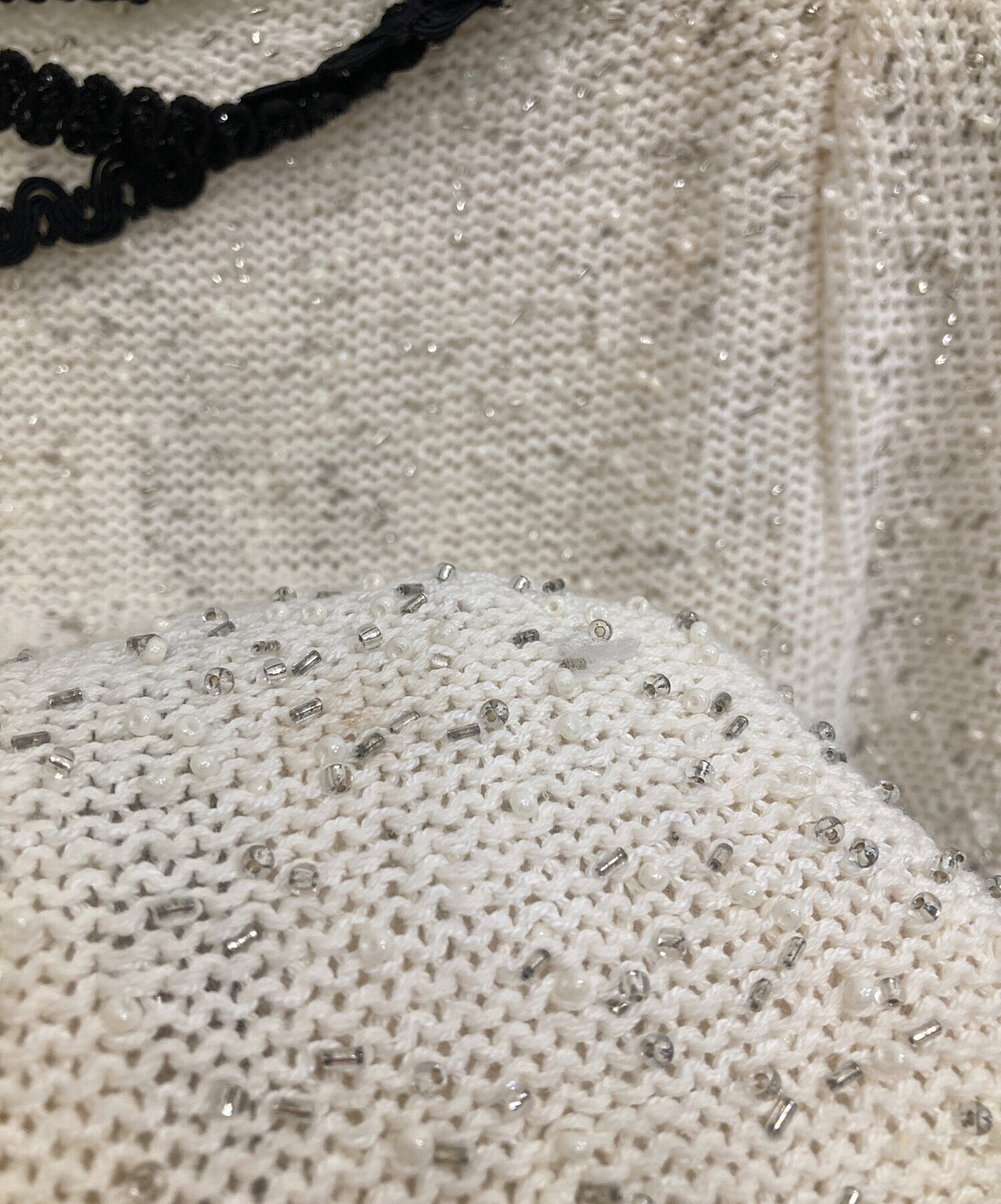 中古・古着通販】sacai (サカイ) ラメ半袖ニット ホワイト サイズ:1 