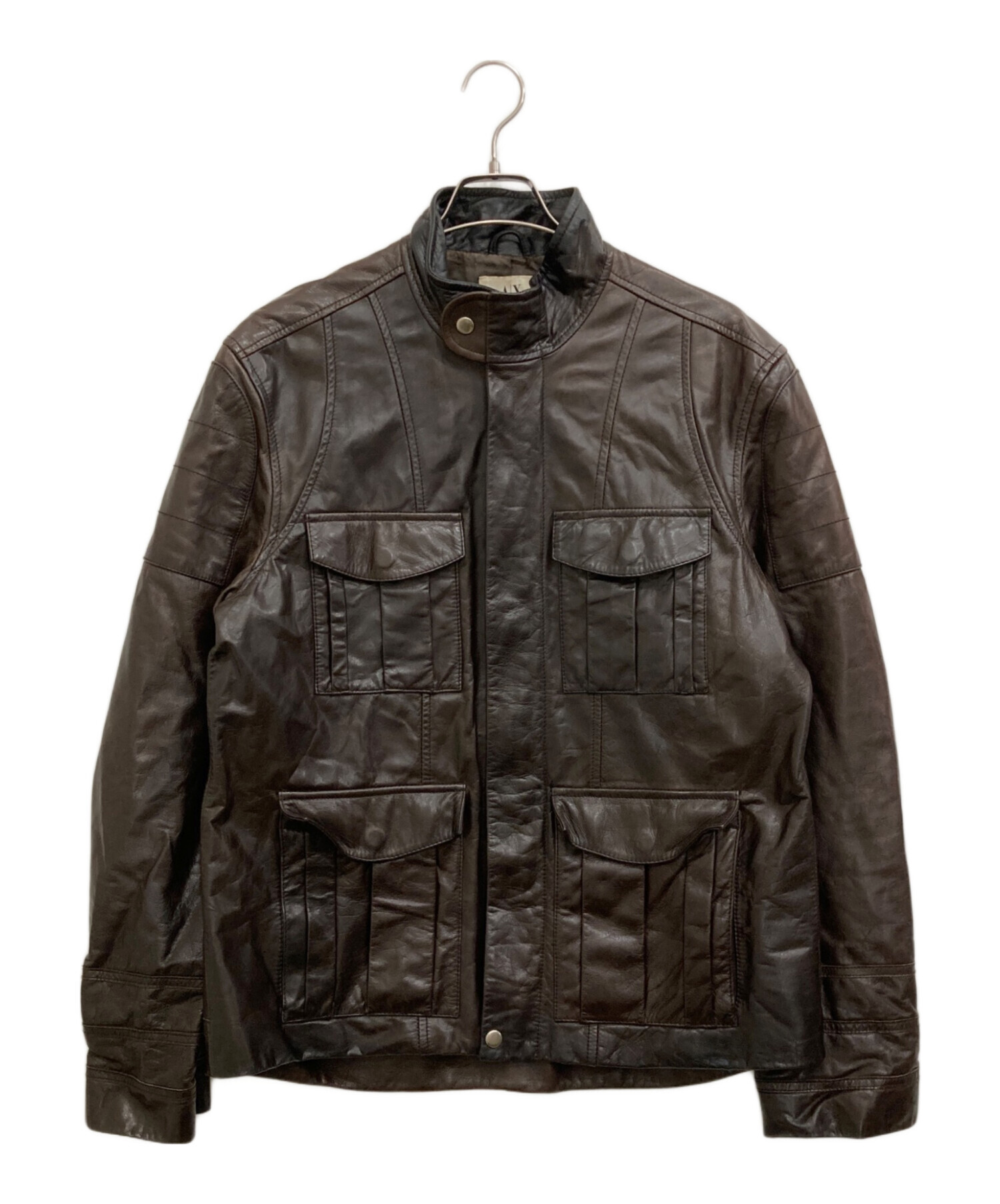 Armani Exchange 本革ブラウンジャケット Armani Exchange Mens Brown Genuine Leather Jacket Medium | eBay
