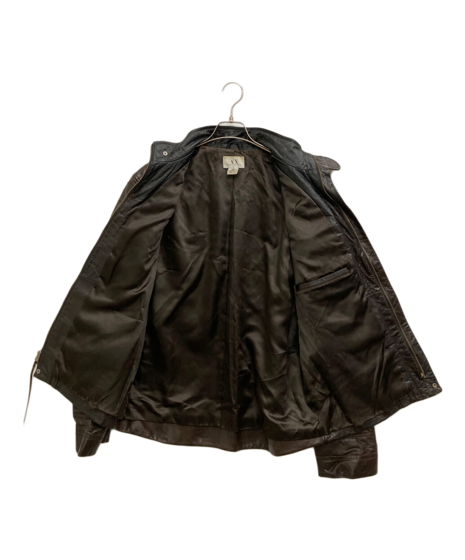 Armani Exchange 本革ブラウンジャケット Armani Exchange Mens Brown Genuine Leather Jacket Medium | eBay