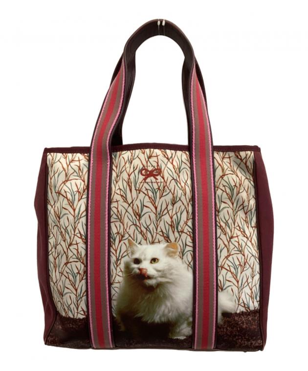 ANYA HINDMARCH アニヤハインドマーチ トートバッグ 猫プリント 中古 
