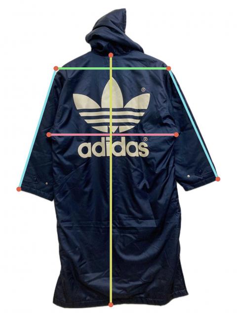 未使用タグ付き⭐︎adidas フード付きベンチコート ネイビー　Ｌ　刺繍ロゴ 3075000935918493_drawn.jpeg