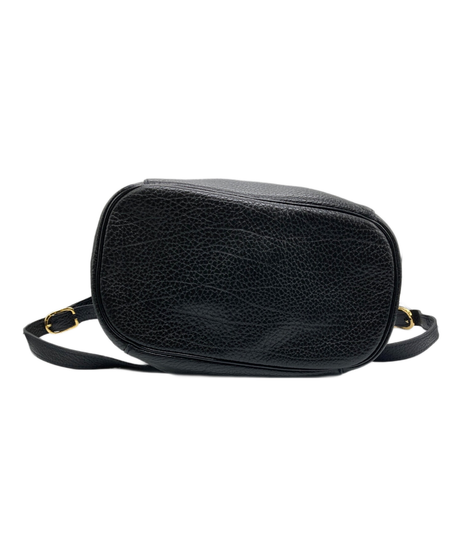 中古・古着通販】LONGCHAMP (ロンシャン) 巾着レザーバッグ ブラック