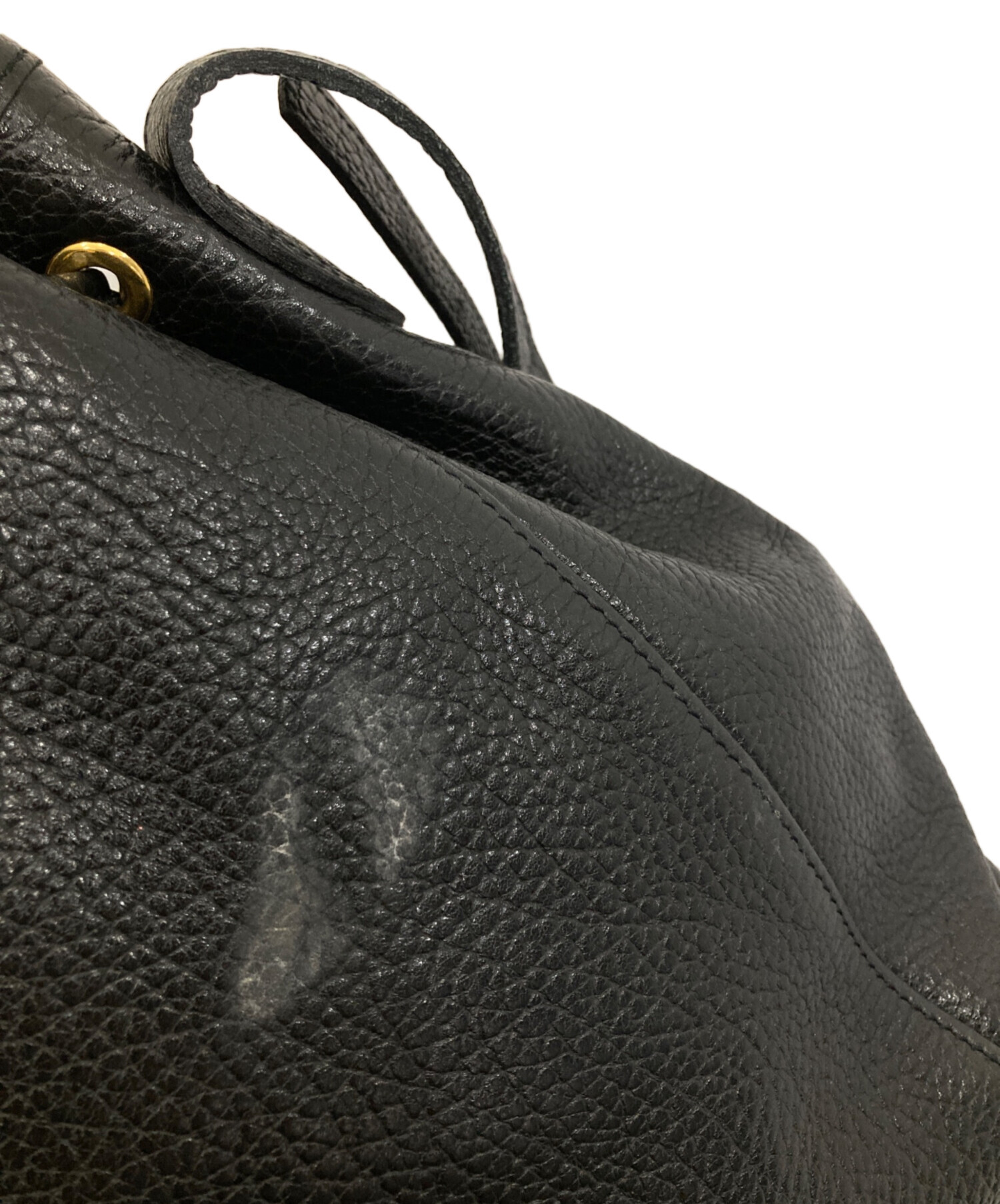 中古・古着通販】LONGCHAMP (ロンシャン) 巾着レザーバッグ ブラック