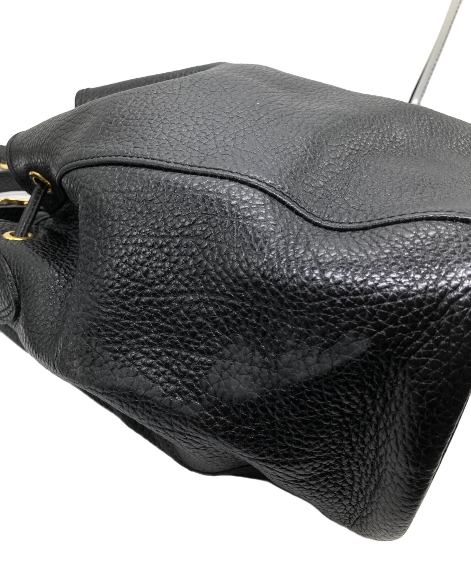 中古・古着通販】LONGCHAMP (ロンシャン) 巾着レザーバッグ ブラック