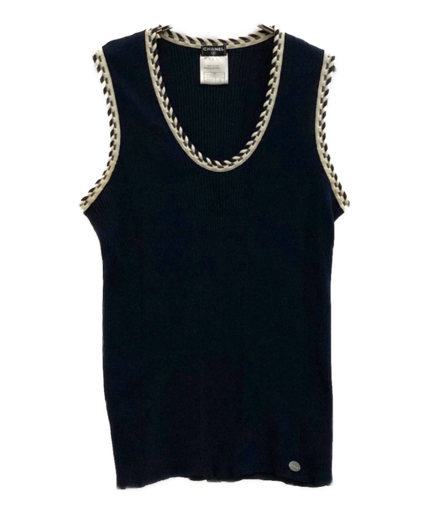 中古・古着通販】CHANEL (シャネル) 胸ココマーク トリム タンクトップ
