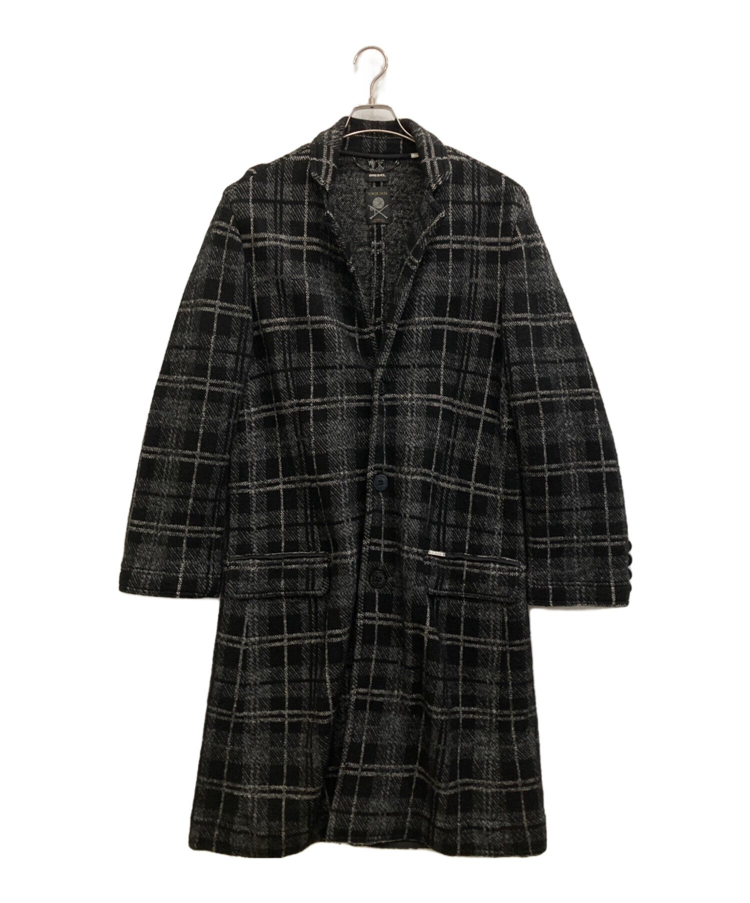 中古・古着通販】DIESEL (ディーゼル) ウールロングコート ブラック