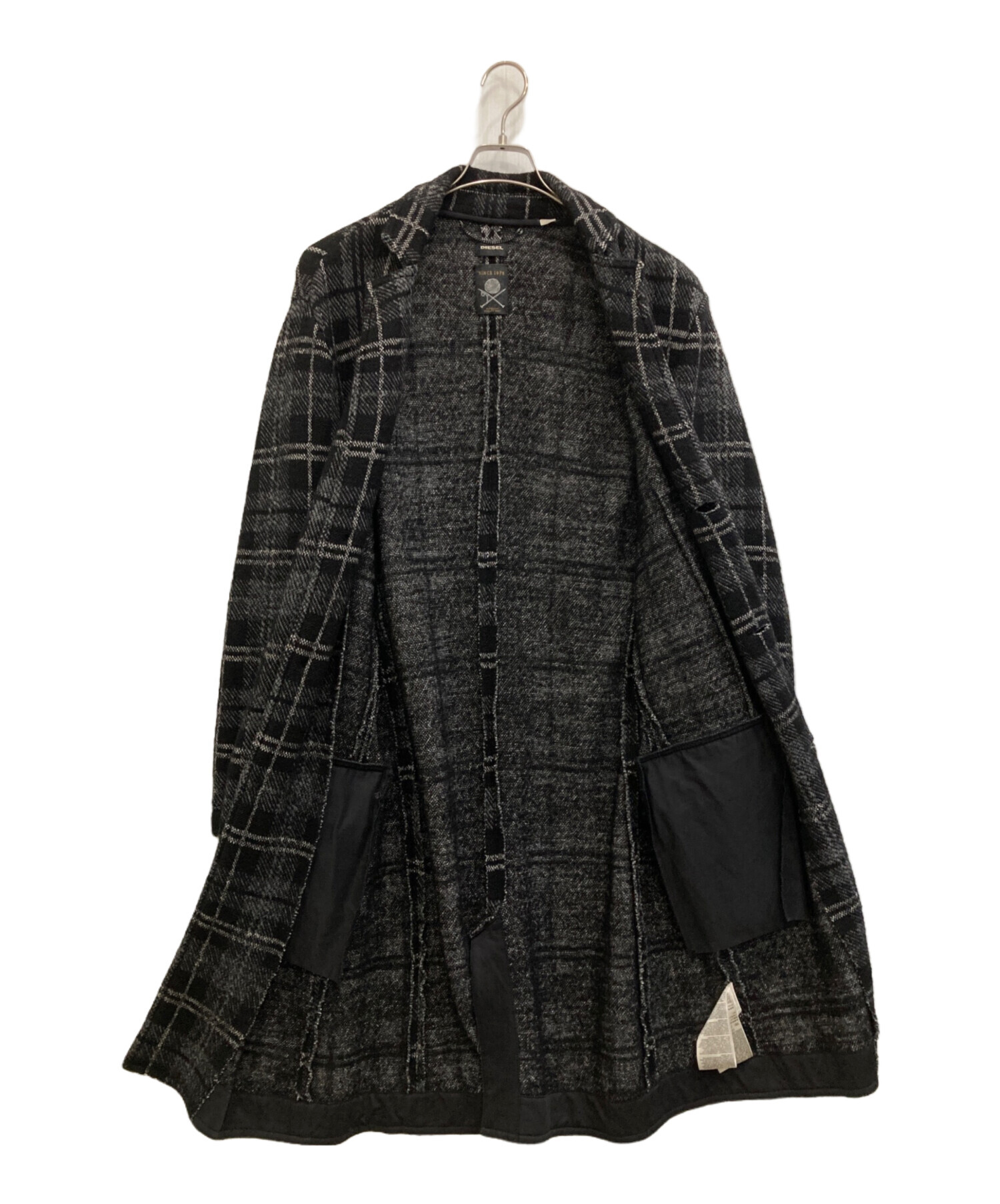 中古・古着通販】DIESEL (ディーゼル) ウールロングコート ブラック