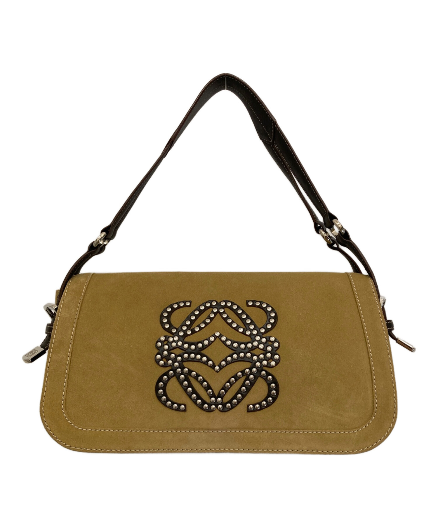 中古・古着通販】LOEWE (ロエベ) スタッズスエードハンドバッグ 