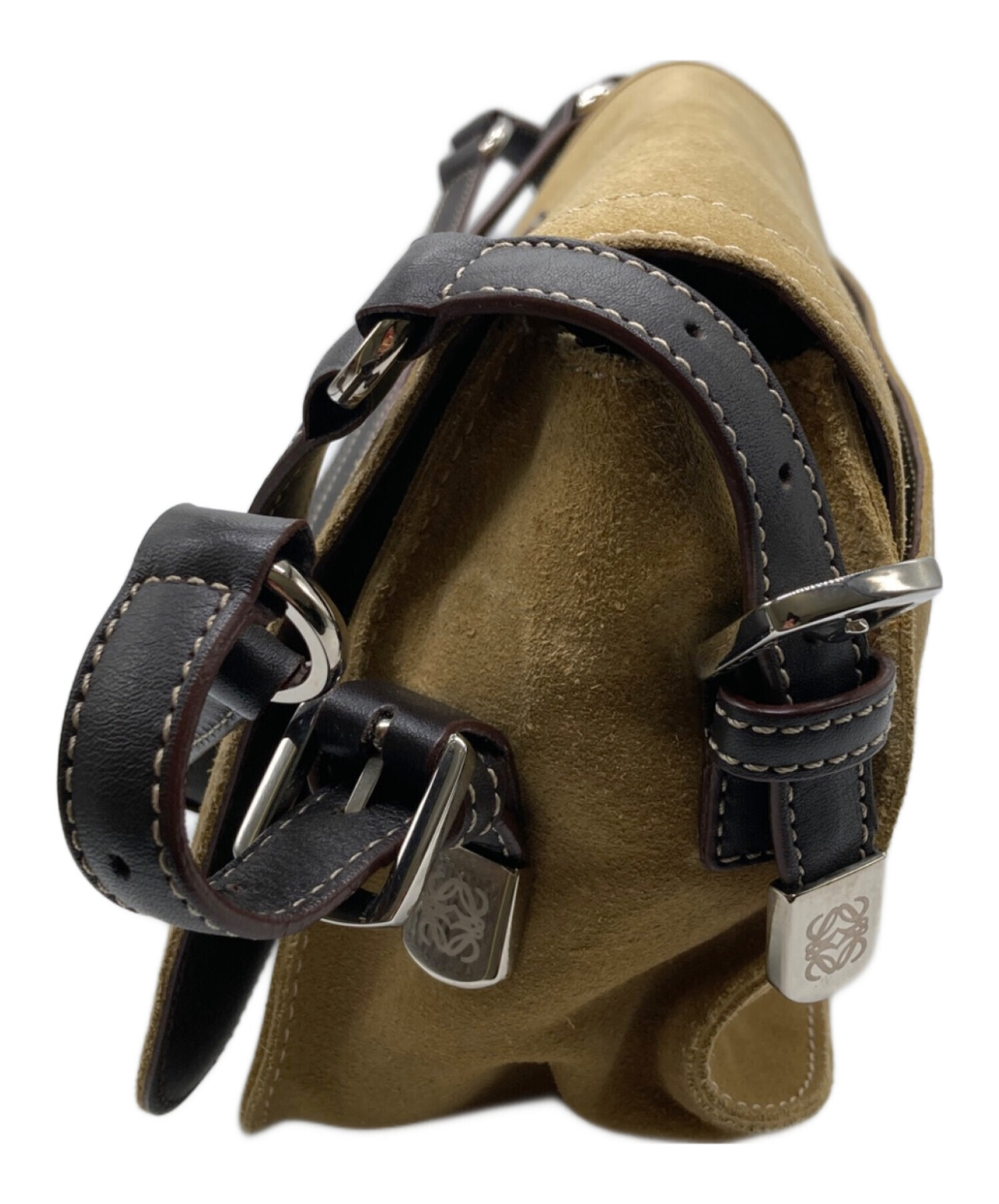 中古・古着通販】LOEWE (ロエベ) スタッズスエードハンドバッグ 