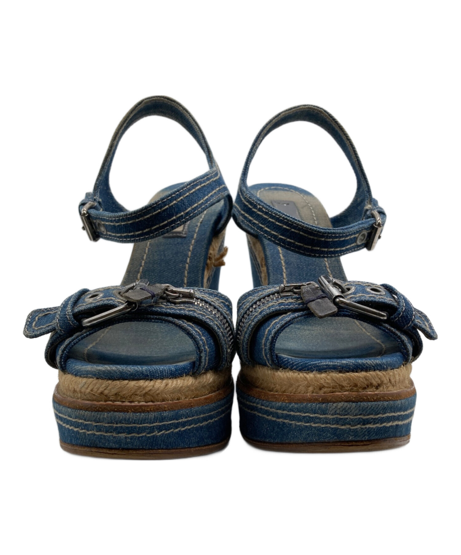 ミュウミュウ　ウェッジサンダル 中古・古着通販】MIU MIU (ミュウミュウ) オープントゥー