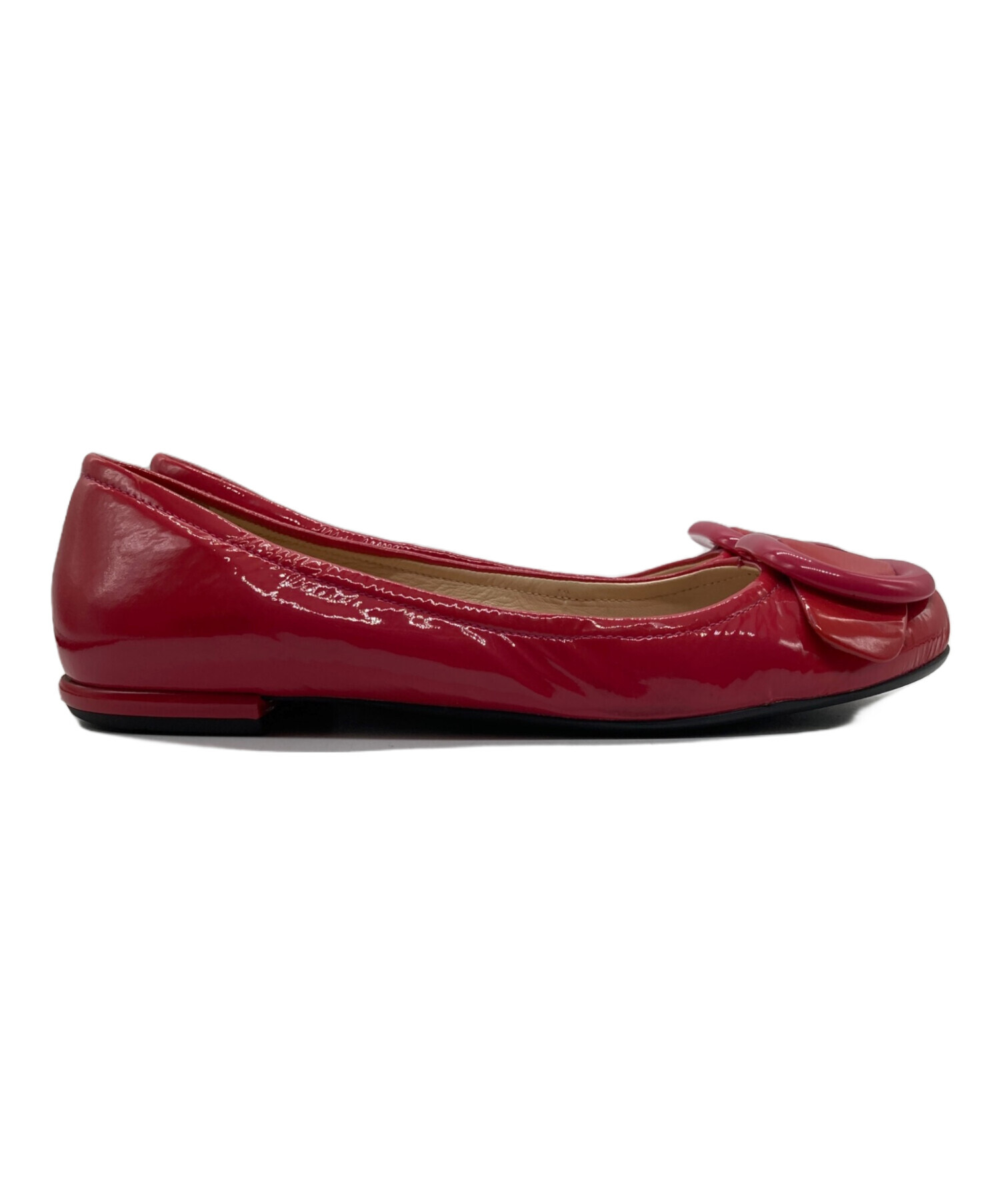 新品未使用　PRADA フラット　バレエシューズ　ボルドー PRADA プラダ♡エナメル フラットシューズ バレエシューズ 赤 【公式通販】