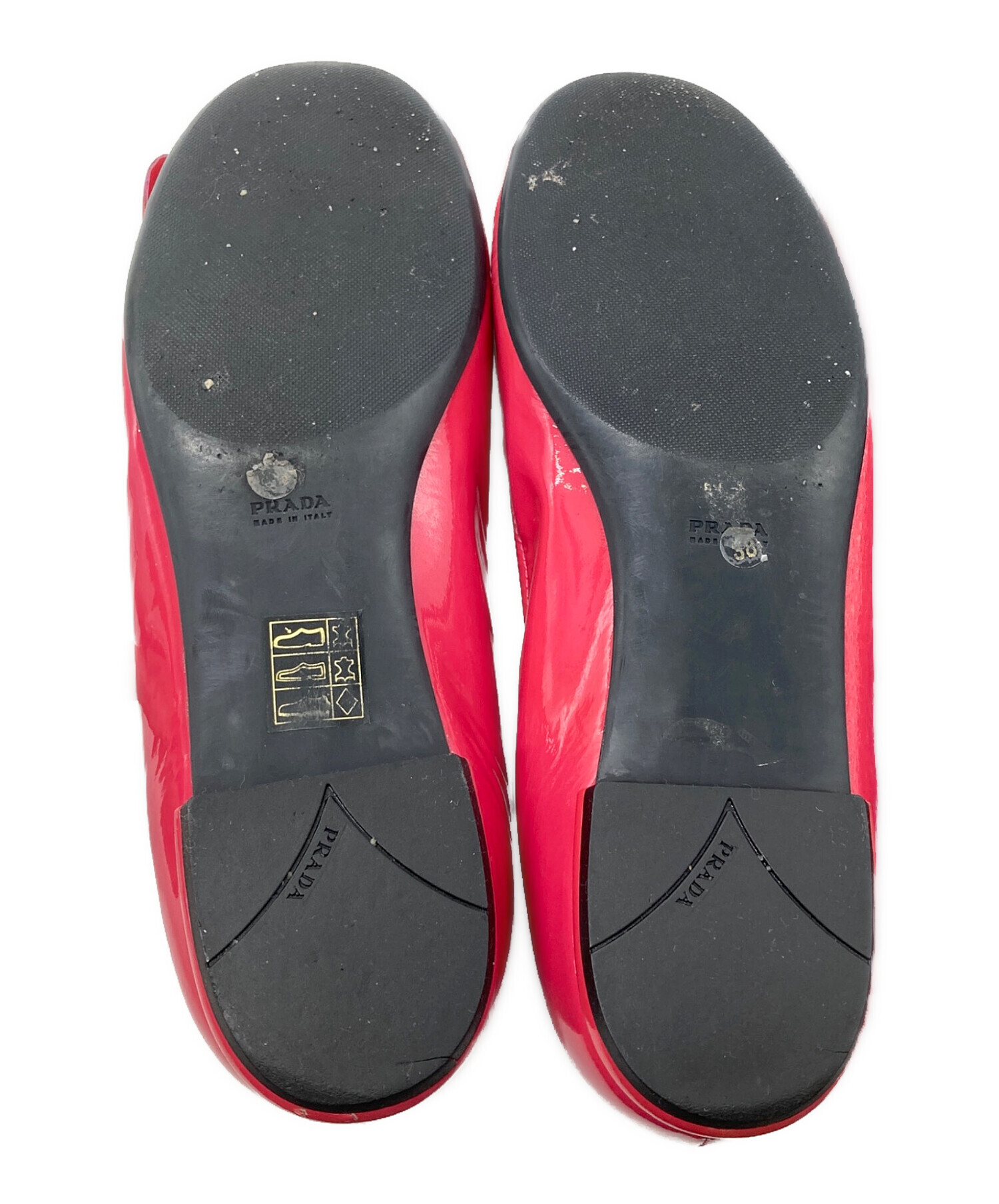 PRADA パンプス バレエシューズ プラダ フラット ピンク 38 リボン 中古・古着通販】PRADA (プラダ) バレエシューズ ピンク サイズ:38