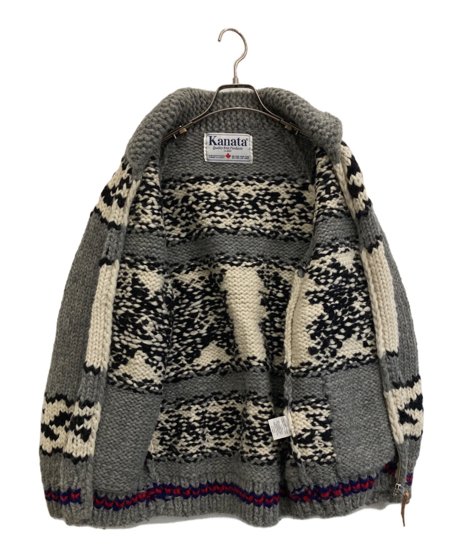 中古・古着通販】KANATA (カナタ) カウチンニットジャケット グレー