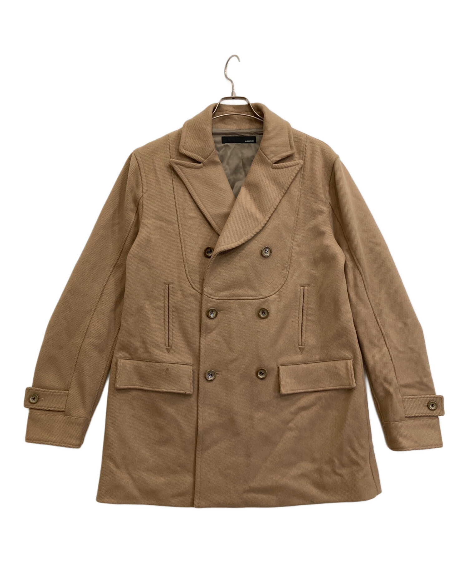 yoshio kubo ヨシオクボ　バイカラーコート　1　ベージュ　ブラック 中古・古着通販】yoshio kubo (ヨシオクボ) ウールカシミヤコート