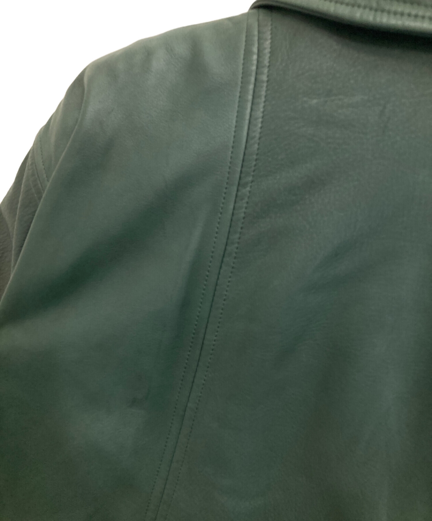 中古・古着通販】BALLY (バリー) ダブルレザーコート グリーン サイズ