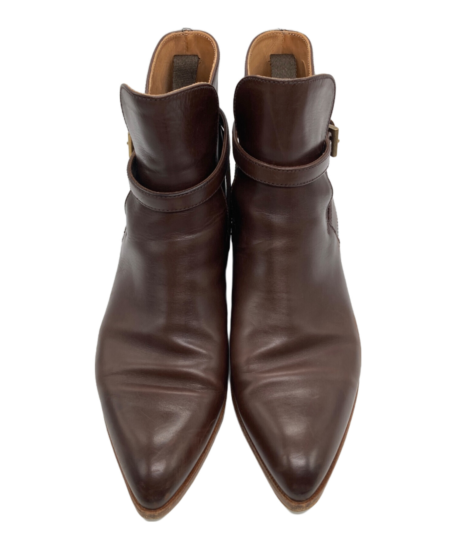 中古・古着通販】PRADA (プラダ) レザーショートブーツ ブラウン