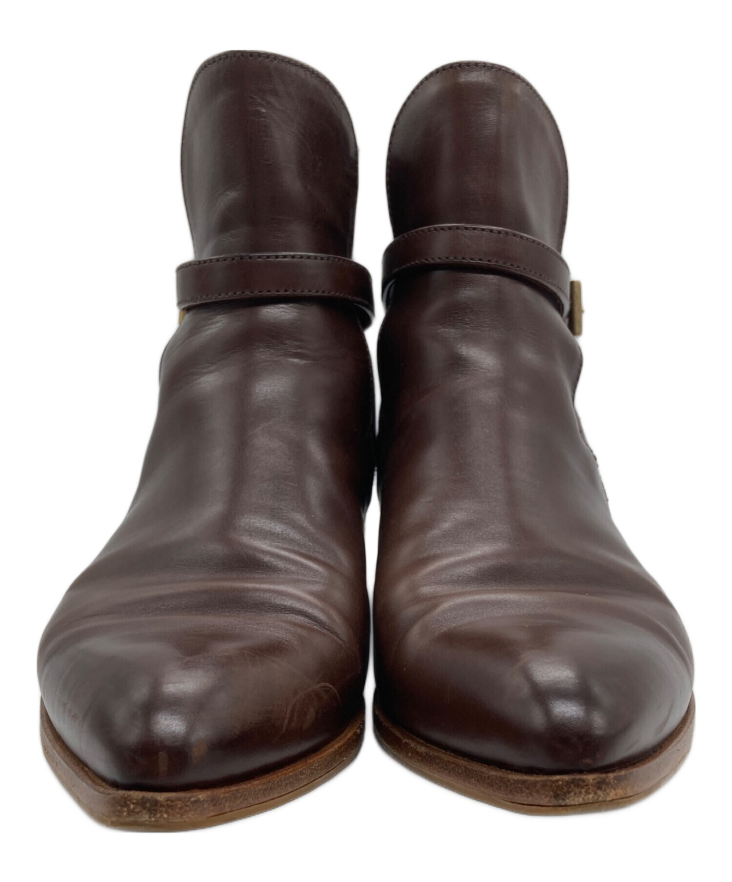 PRADA ショートジョッパーブーツ プラダ レザー 中古・古着通販】PRADA (プラダ) レザーショートブーツ ブラウン