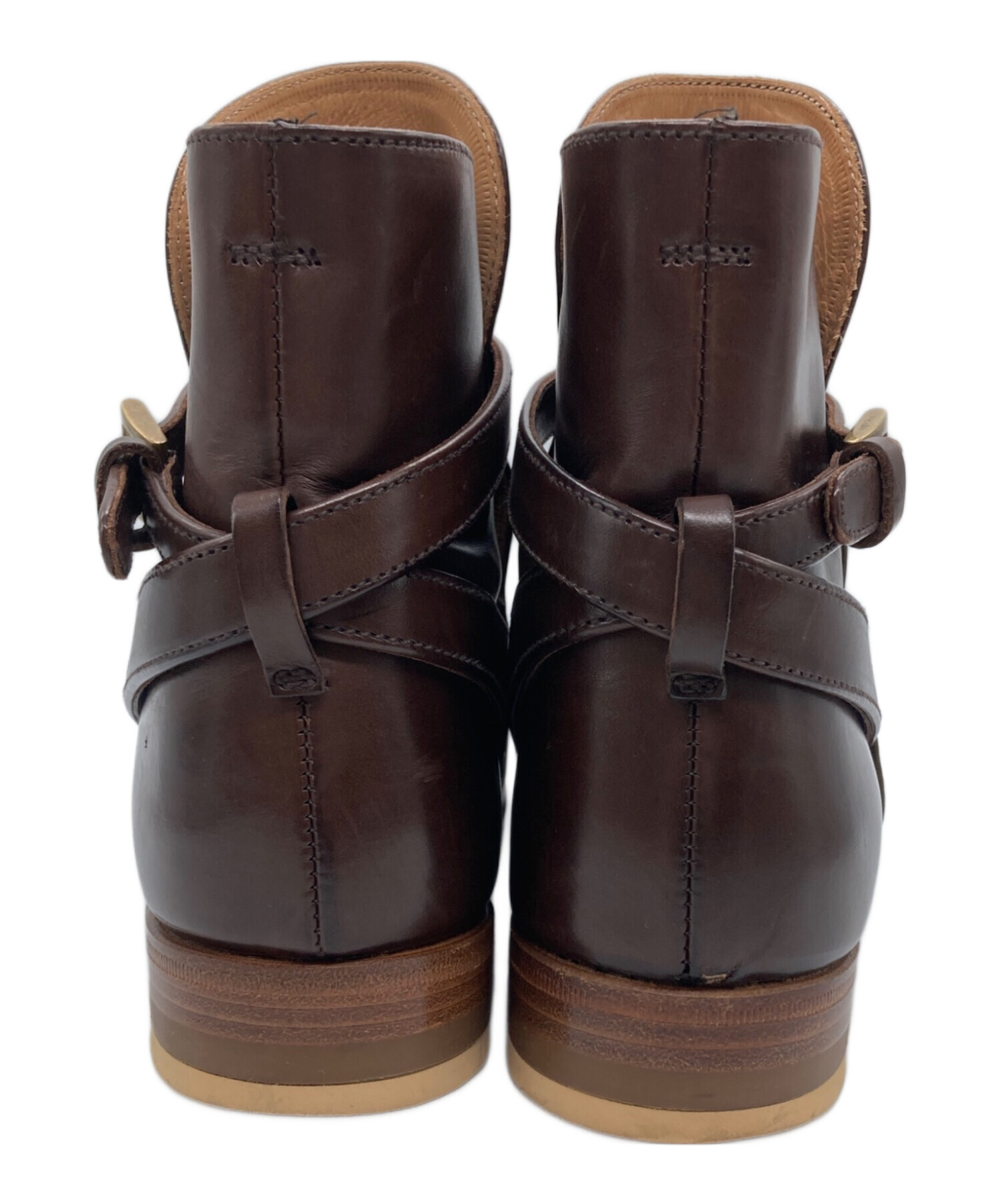 中古・古着通販】PRADA (プラダ) レザーショートブーツ ブラウン