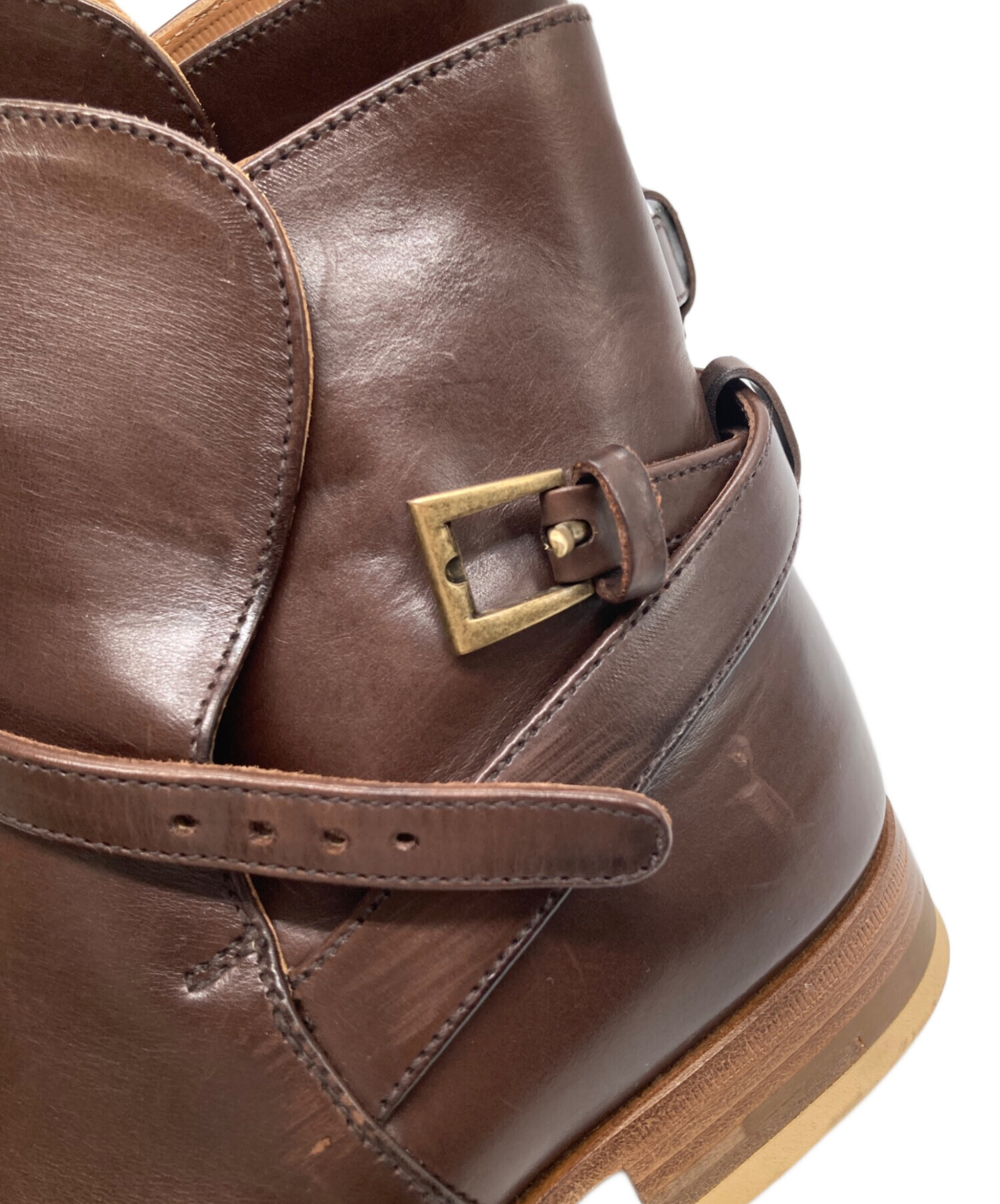 中古・古着通販】PRADA (プラダ) レザーショートブーツ ブラウン