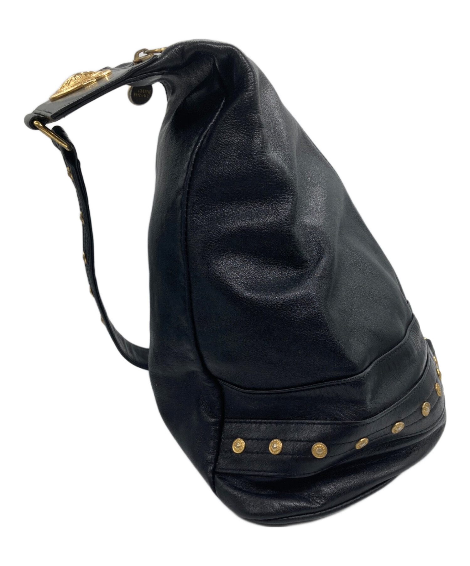 ジャンニヴェルサーチ　ボストンバッグ　メデューサ　レザー　デカロゴ　黒 中古・古着通販】GIANNI VERSACE (ジャンニ・ヴェルサーチ) メデューサ