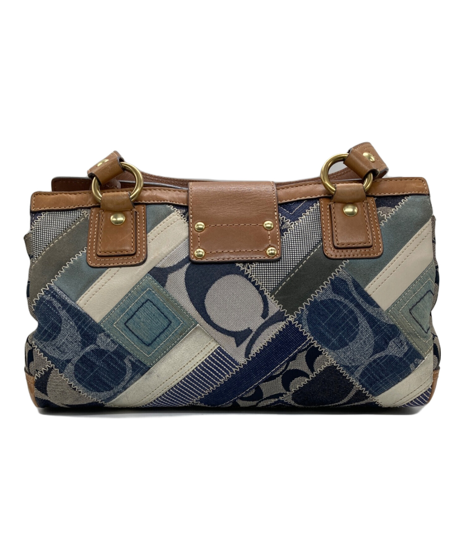 中古・古着通販】COACH (コーチ) パッチワークハンドバッグ インディゴ 