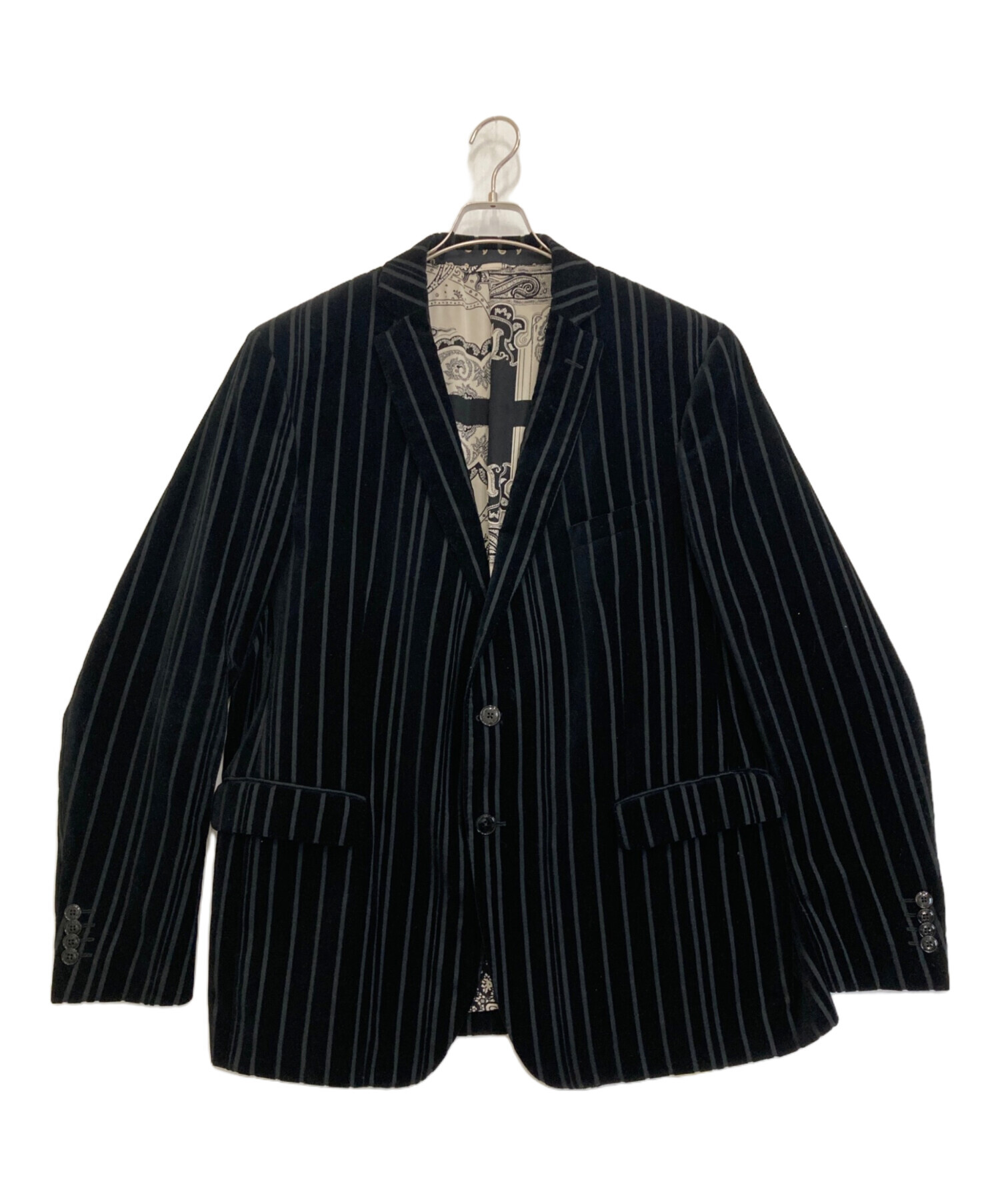 中古・古着通販】ETRO (エトロ) ストライプベロアテーラードジャケット 