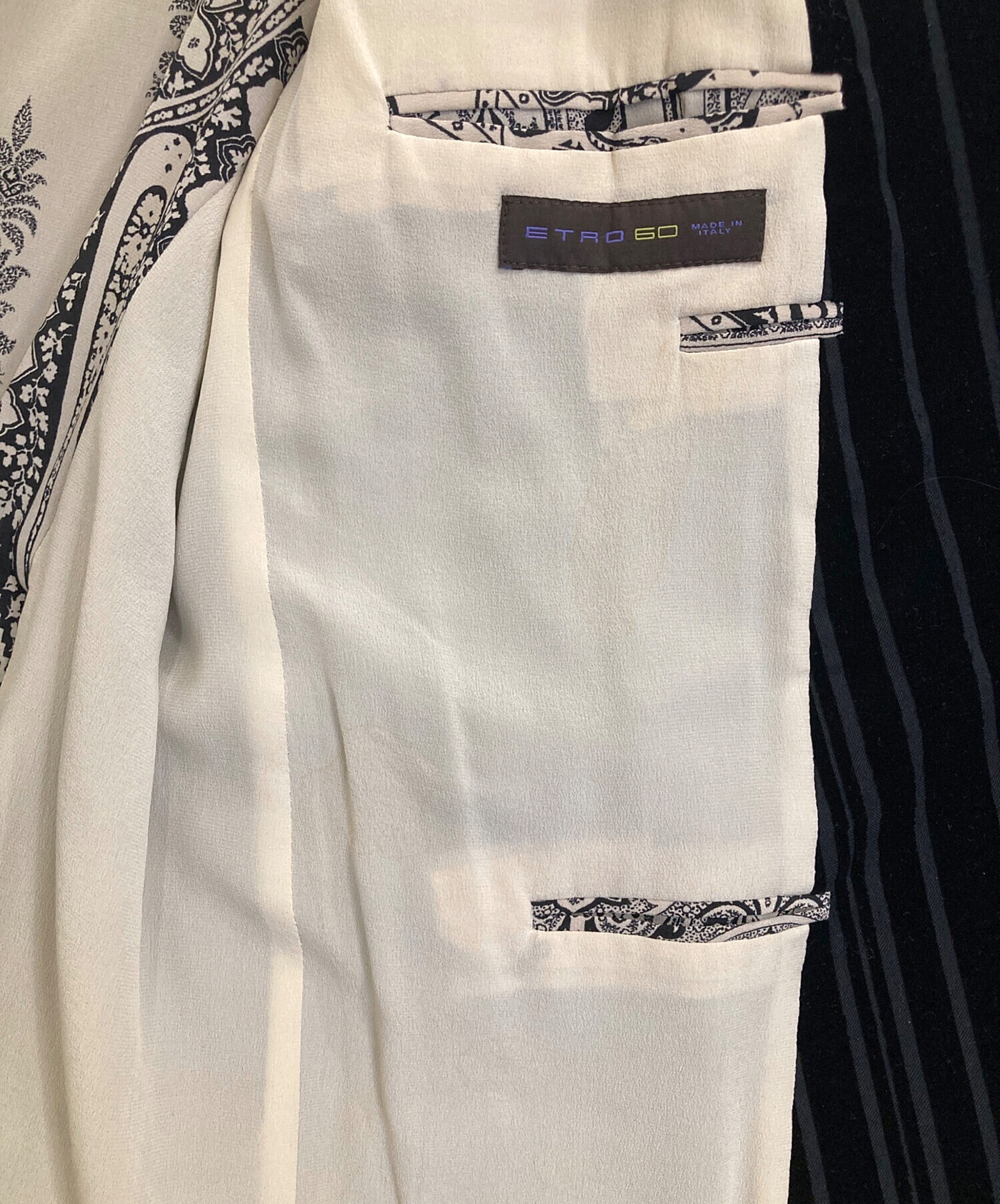 中古・古着通販】ETRO (エトロ) ストライプベロアテーラードジャケット 