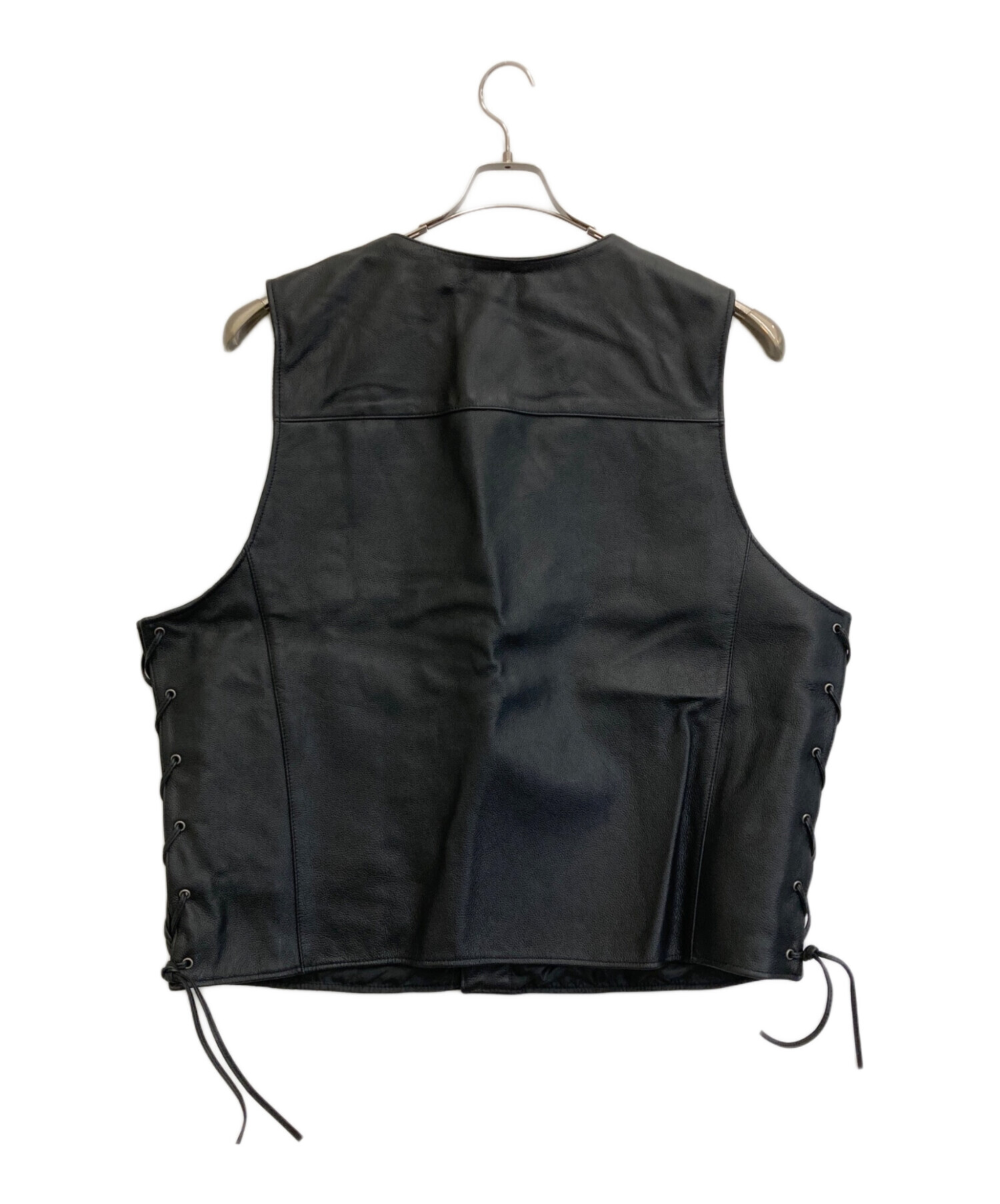 Ｌサイズ ハーレーダビッドソン 純正 レザーベスト ブラック 中古・古着通販】HARLEY-DAVIDSON (ハーレーダビッドソン) レザー